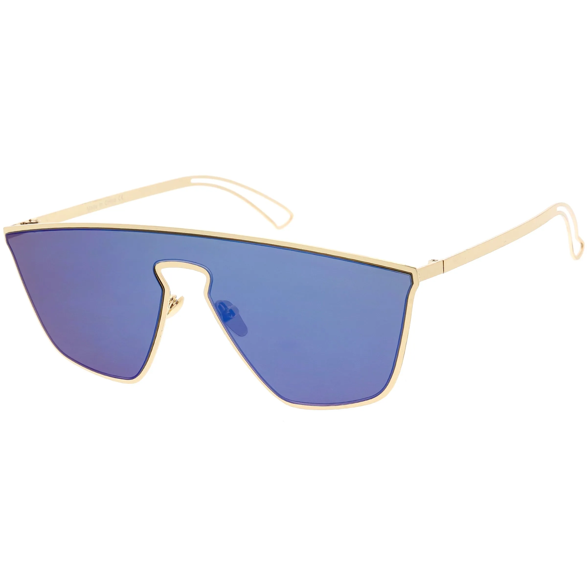 Disco Retro Modern Mirrored Flat Lens Metal Sunglasses C870 sold by ZeroUV product image thumbnail 4