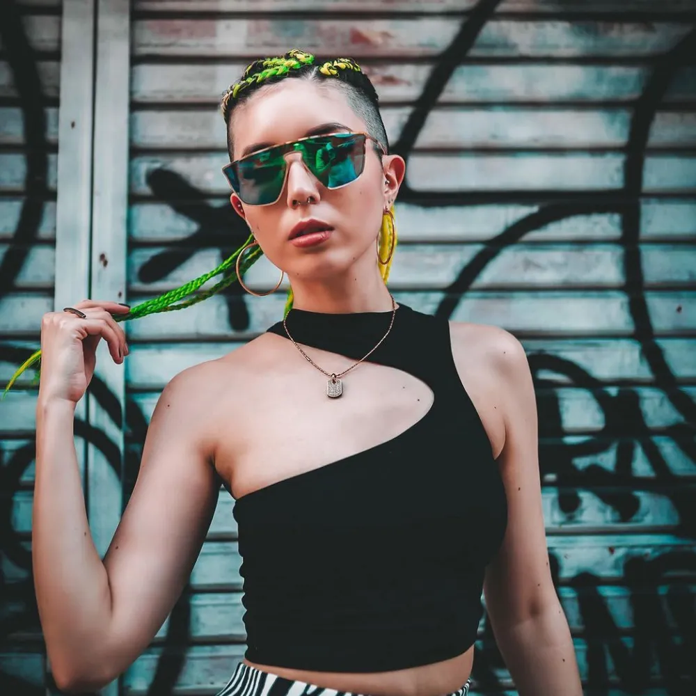 Disco Retro Modern Mirrored Flat Lens Metal Sunglasses C870 sold by ZeroUV product image thumbnail 2