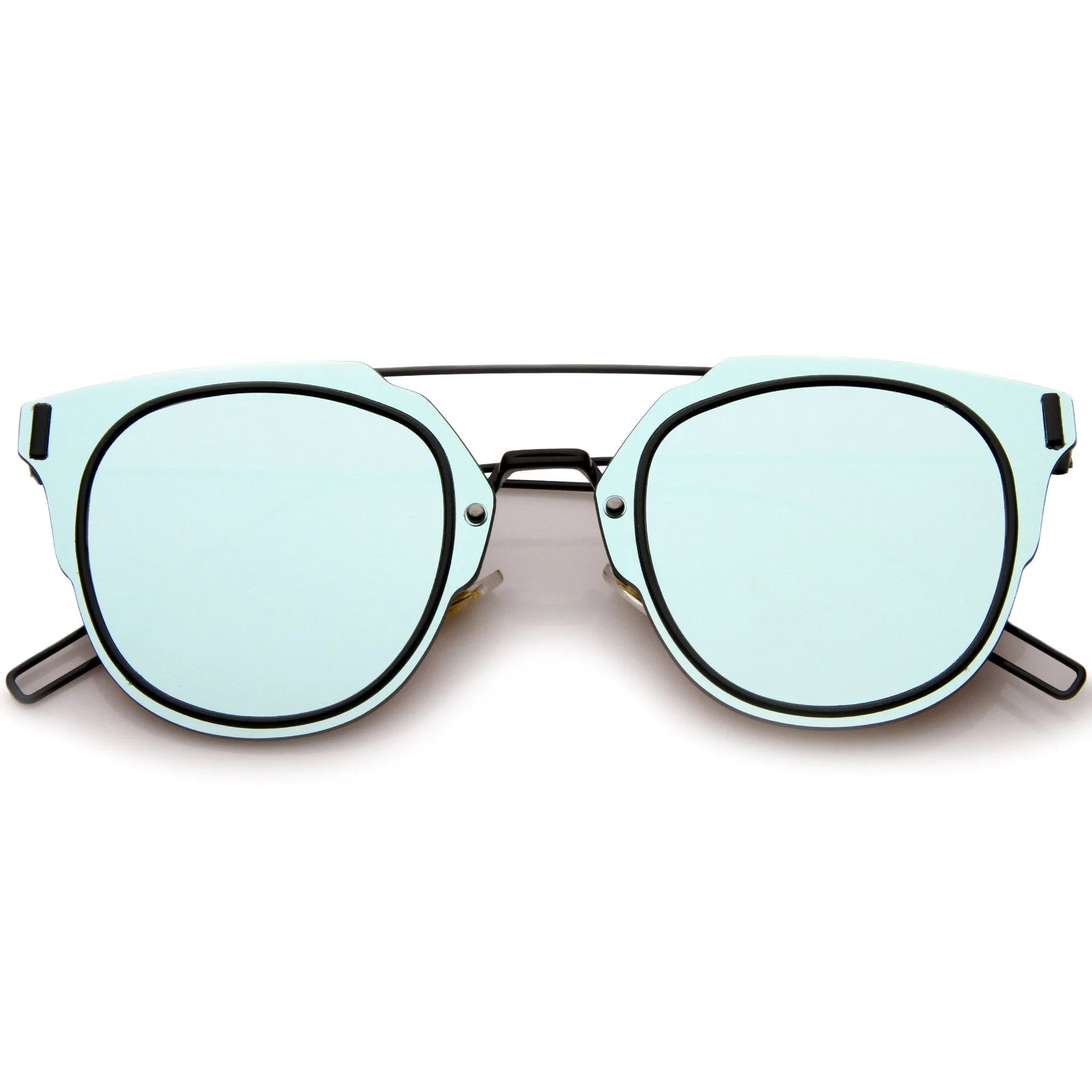 Minimal Wire Inner Rim Flat Color Mirror Lens Sunglasses A361 sold by ZeroUV product image thumbnail 5