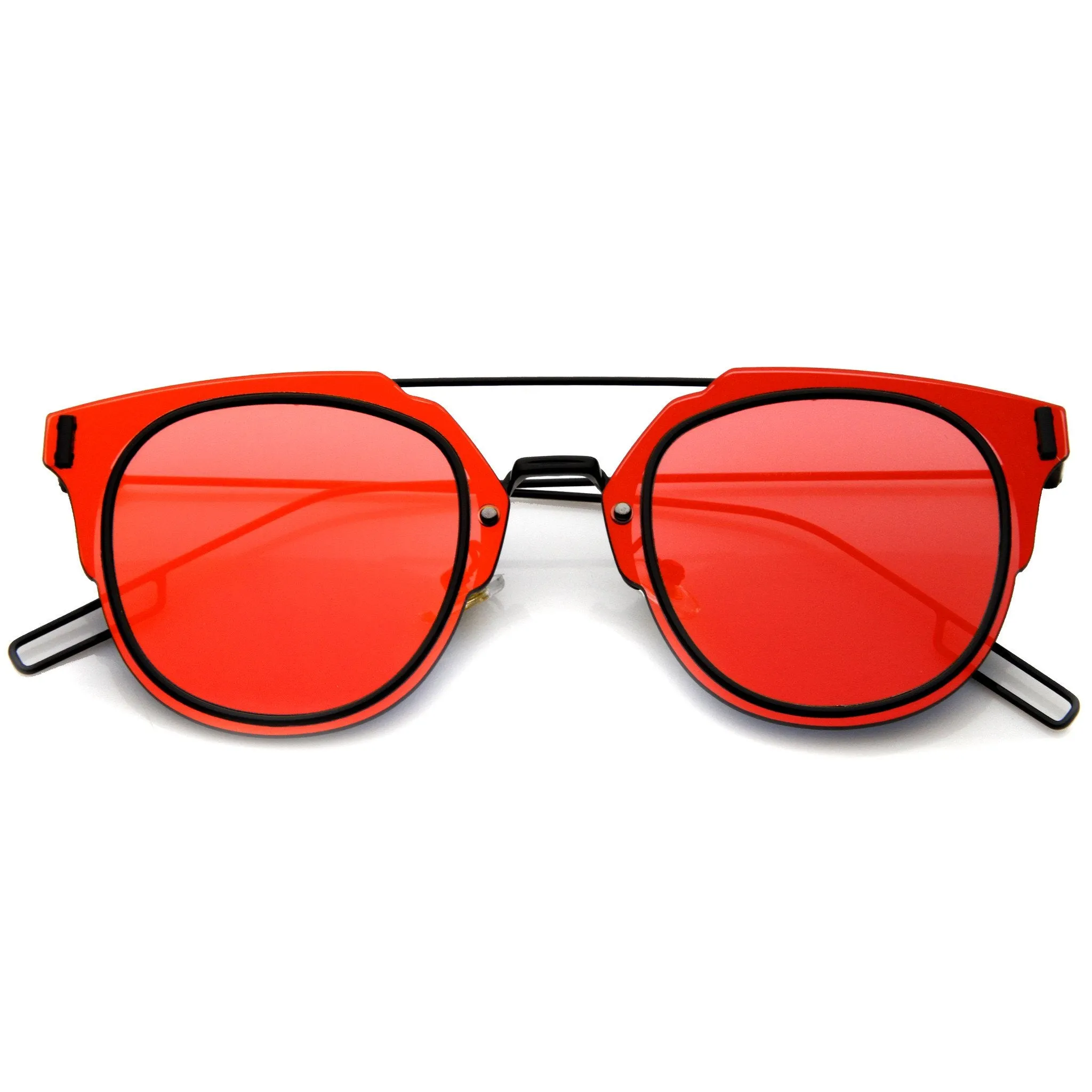 Minimal Wire Inner Rim Flat Color Mirror Lens Sunglasses A361 sold by ZeroUV product image thumbnail 4