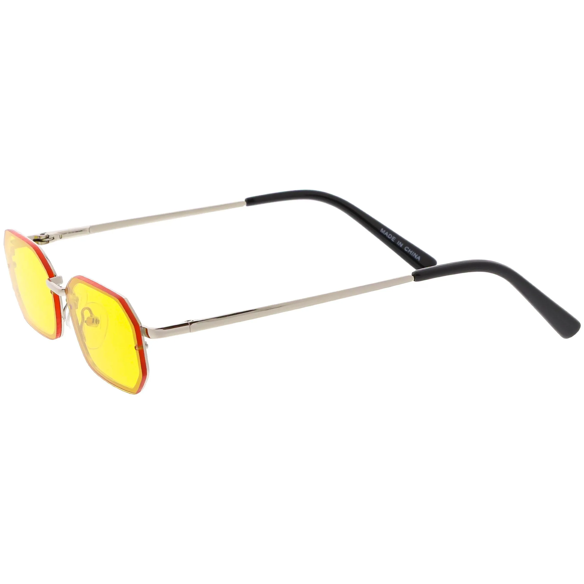Retro 1990's Jewel Cut Small Rectangle Color Tone Lens Sunglasses C721 sold by ZeroUV product image thumbnail 5