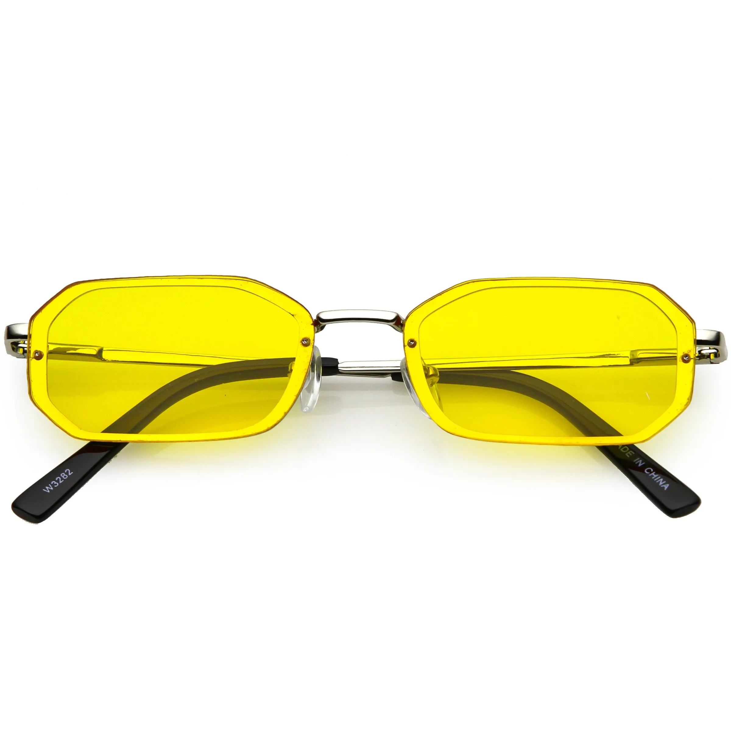 Retro 1990's Jewel Cut Small Rectangle Color Tone Lens Sunglasses C721 sold by ZeroUV product image thumbnail 3