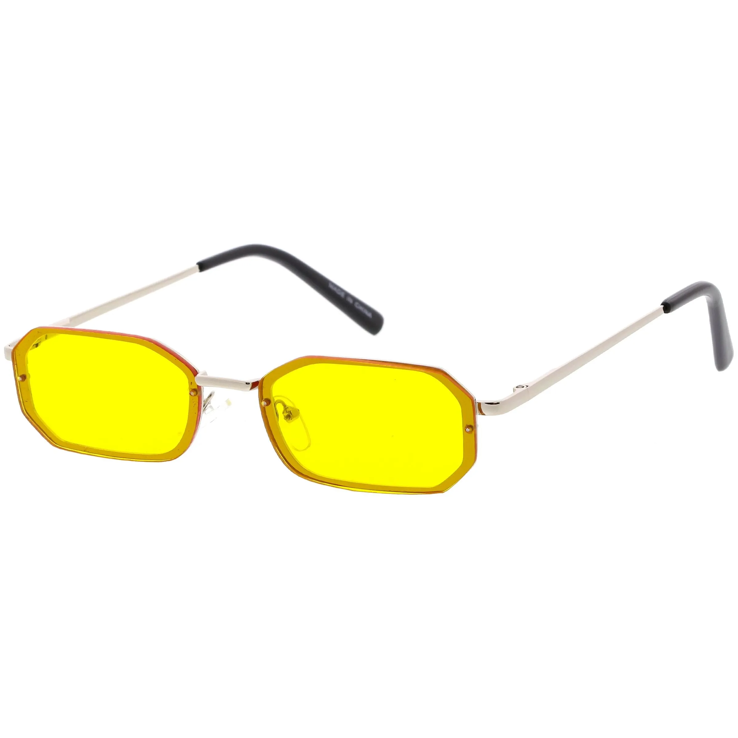 Retro 1990's Jewel Cut Small Rectangle Color Tone Lens Sunglasses C721 sold by ZeroUV product image thumbnail 4
