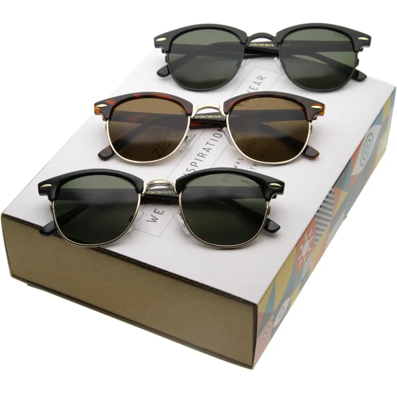 Retro Indie Classic Horned Rim Half Frame Sunglasses C119 [Promo Box] sold by ZeroUV