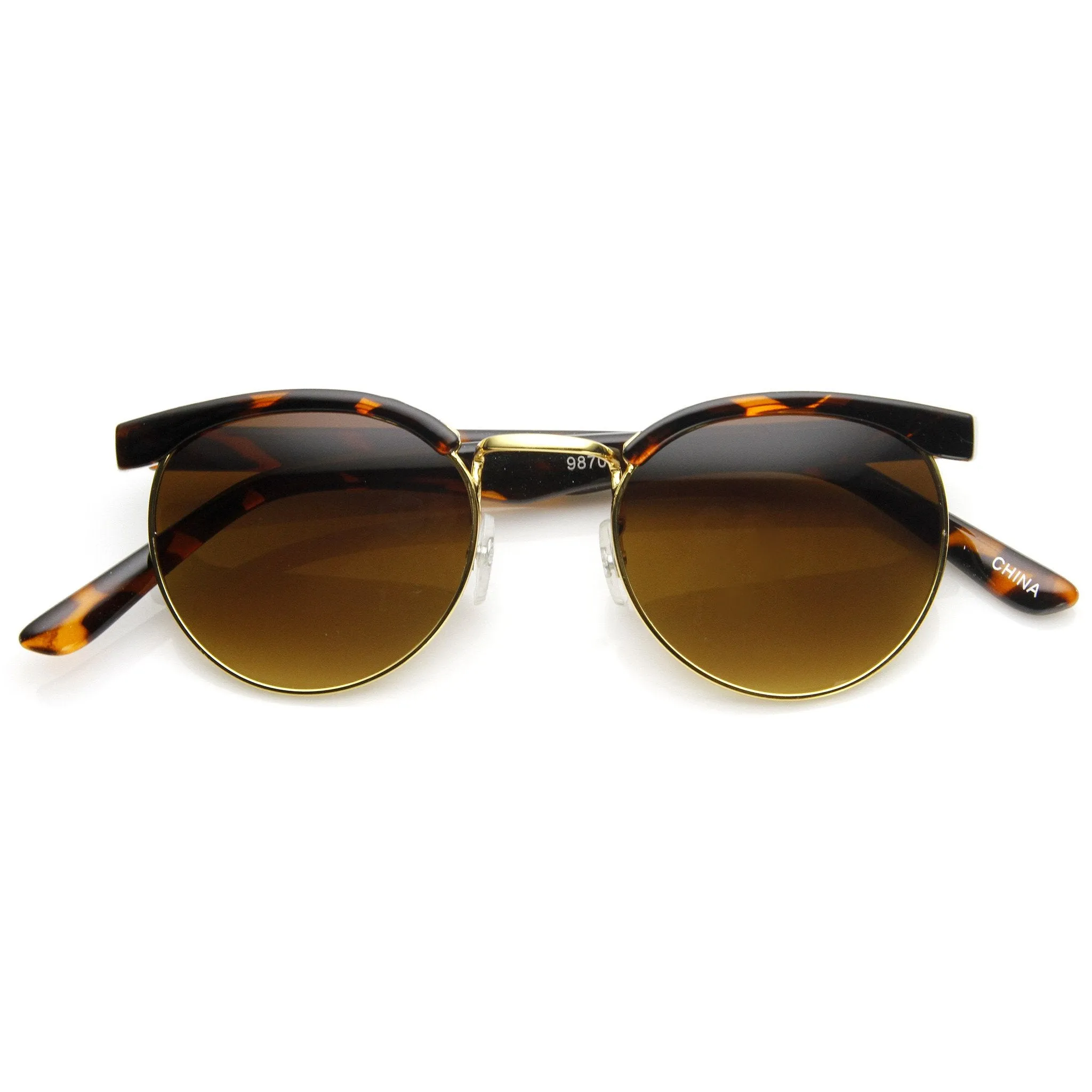 Dapper Vintage Fashion Round Half Frame Sunglasses 9165 sold by ZeroUV