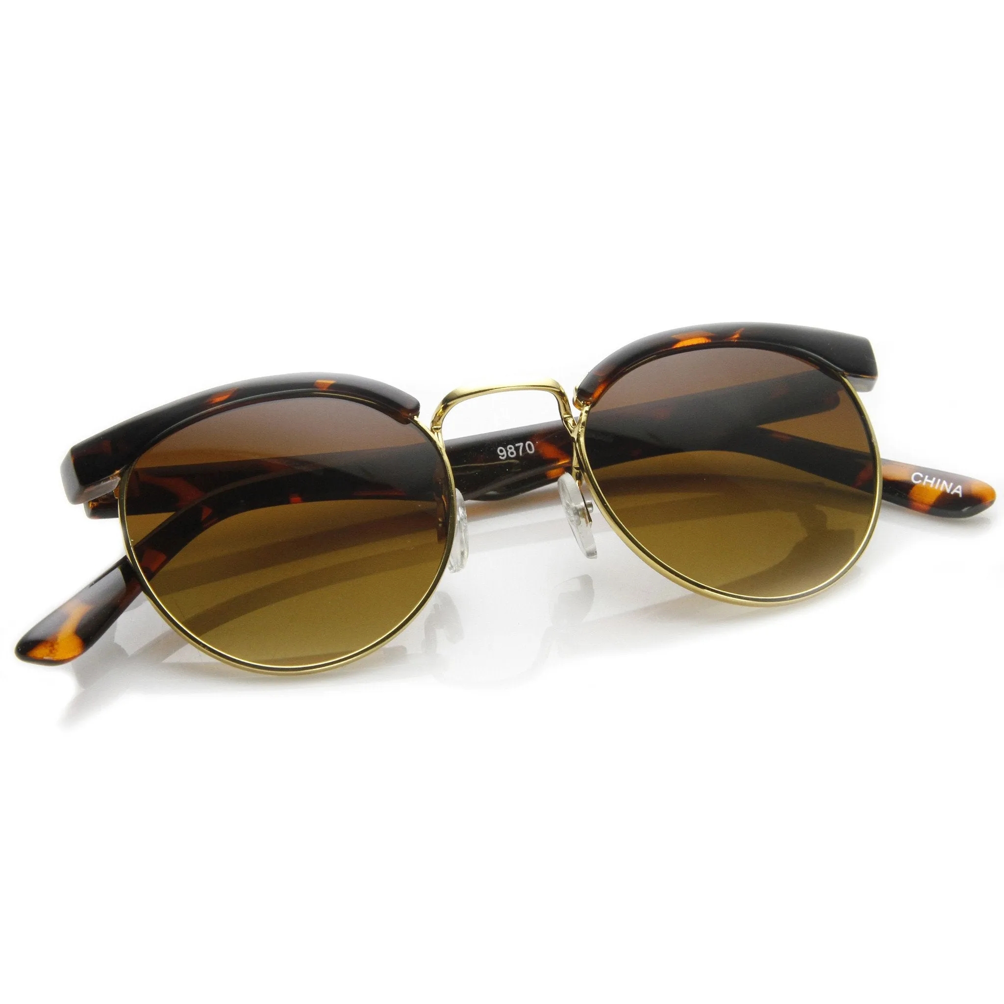Dapper Vintage Fashion Round Half Frame Sunglasses 9165 sold by ZeroUV product image thumbnail 3