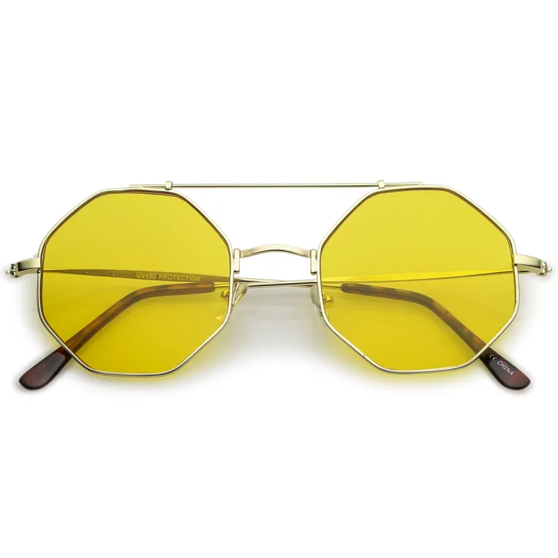 Modern Octagon Octagon Color Tone Flat Lens Sunglasses C351 sold by ZeroUV