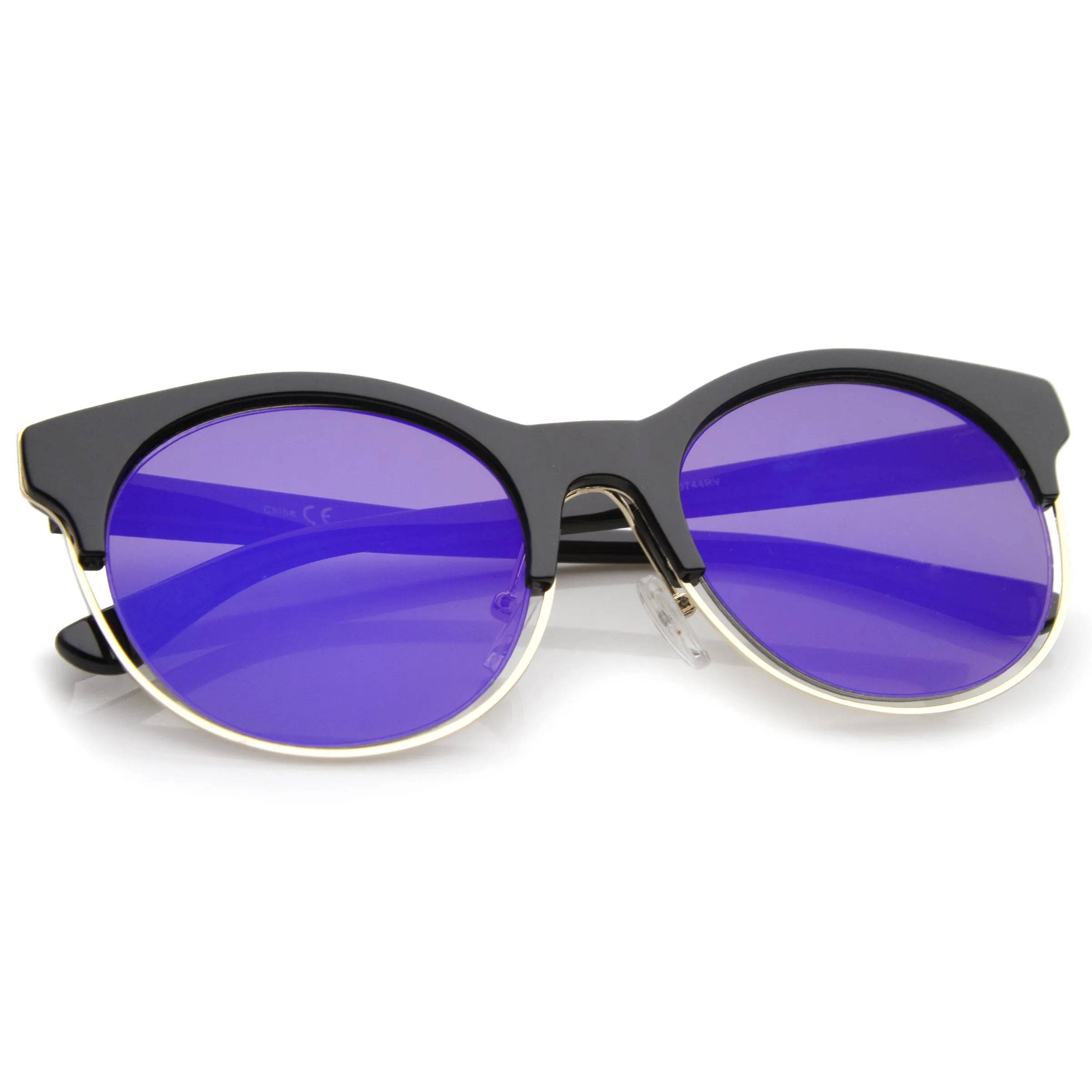 Round Mirrored Flat Lens Half Frame Sunglasses A457 sold by ZeroUV product image thumbnail 4