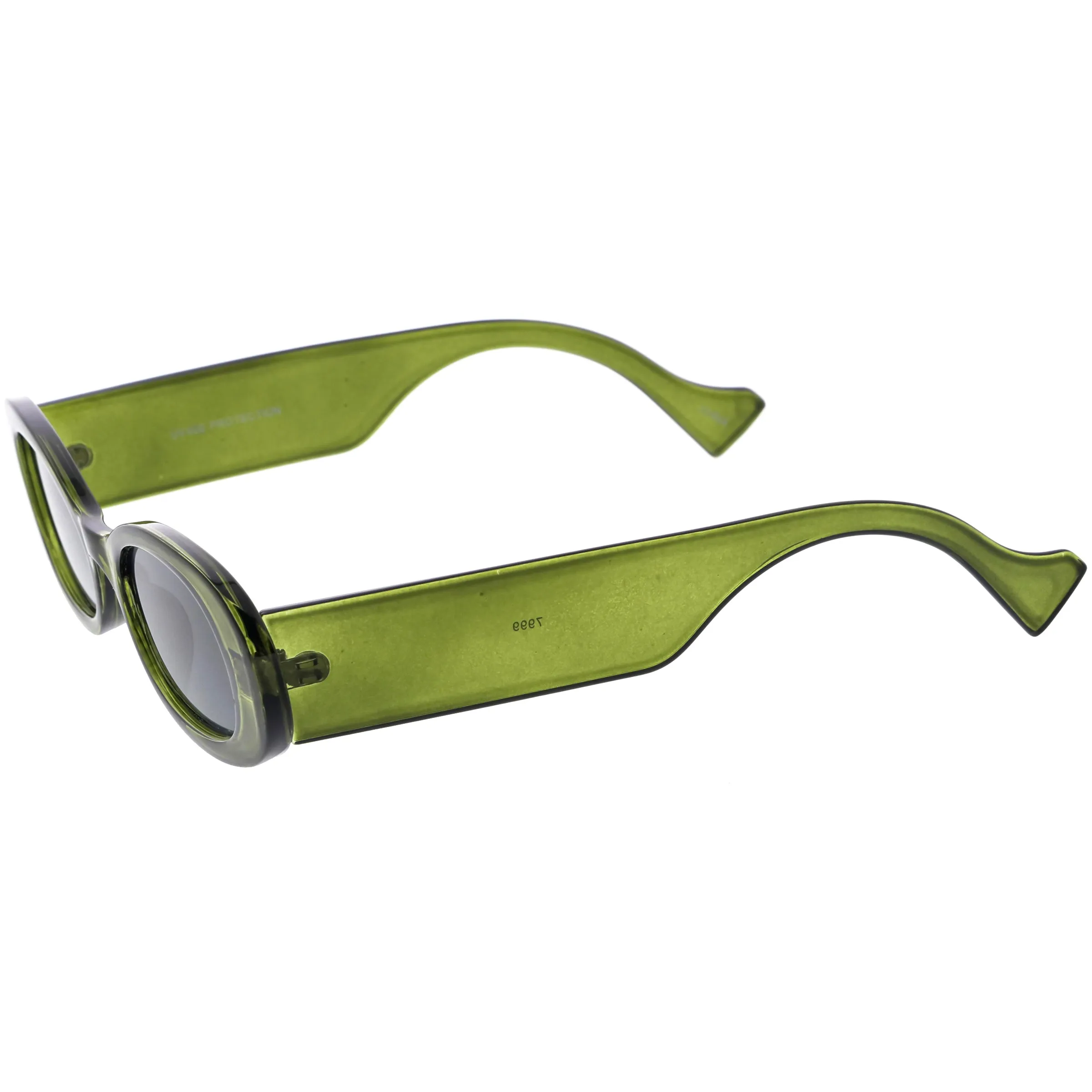 Rounded Retro Thick Rimmed Vintage Oval Sunglasses D210 sold by ZeroUV product image thumbnail 3