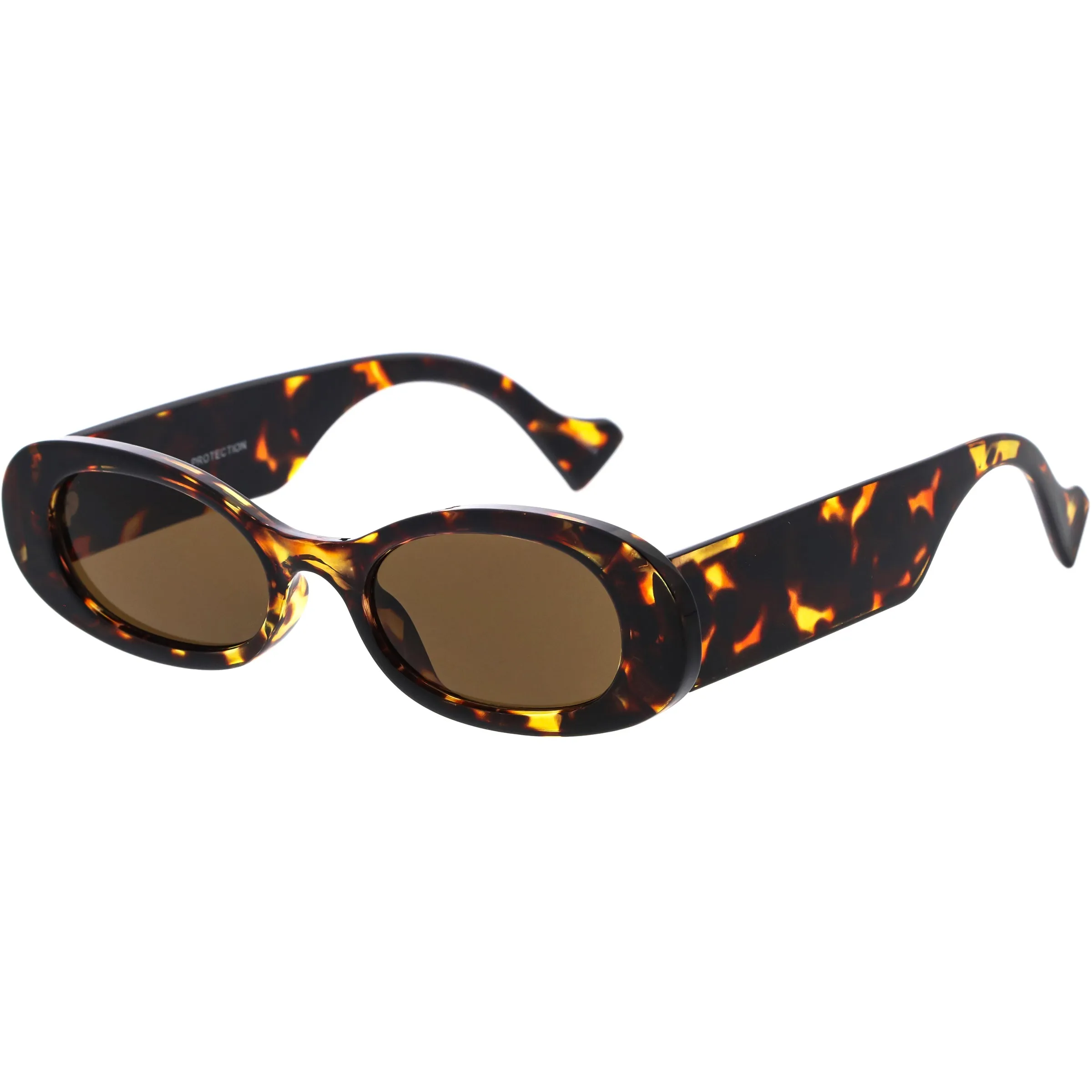 Rounded Retro Thick Rimmed Vintage Oval Sunglasses D210 sold by ZeroUV product image thumbnail 5