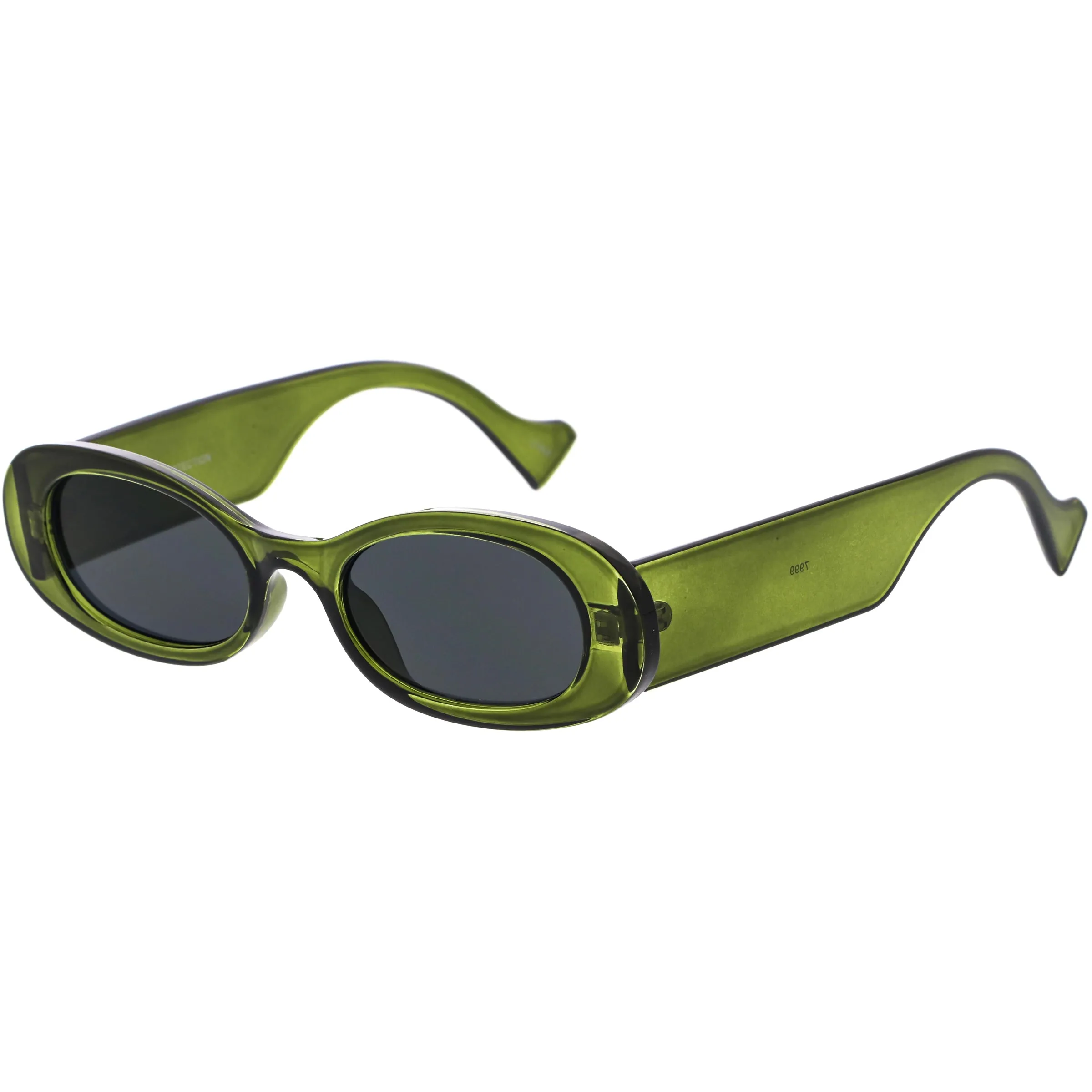 Rounded Retro Thick Rimmed Vintage Oval Sunglasses D210 sold by ZeroUV product image thumbnail 2