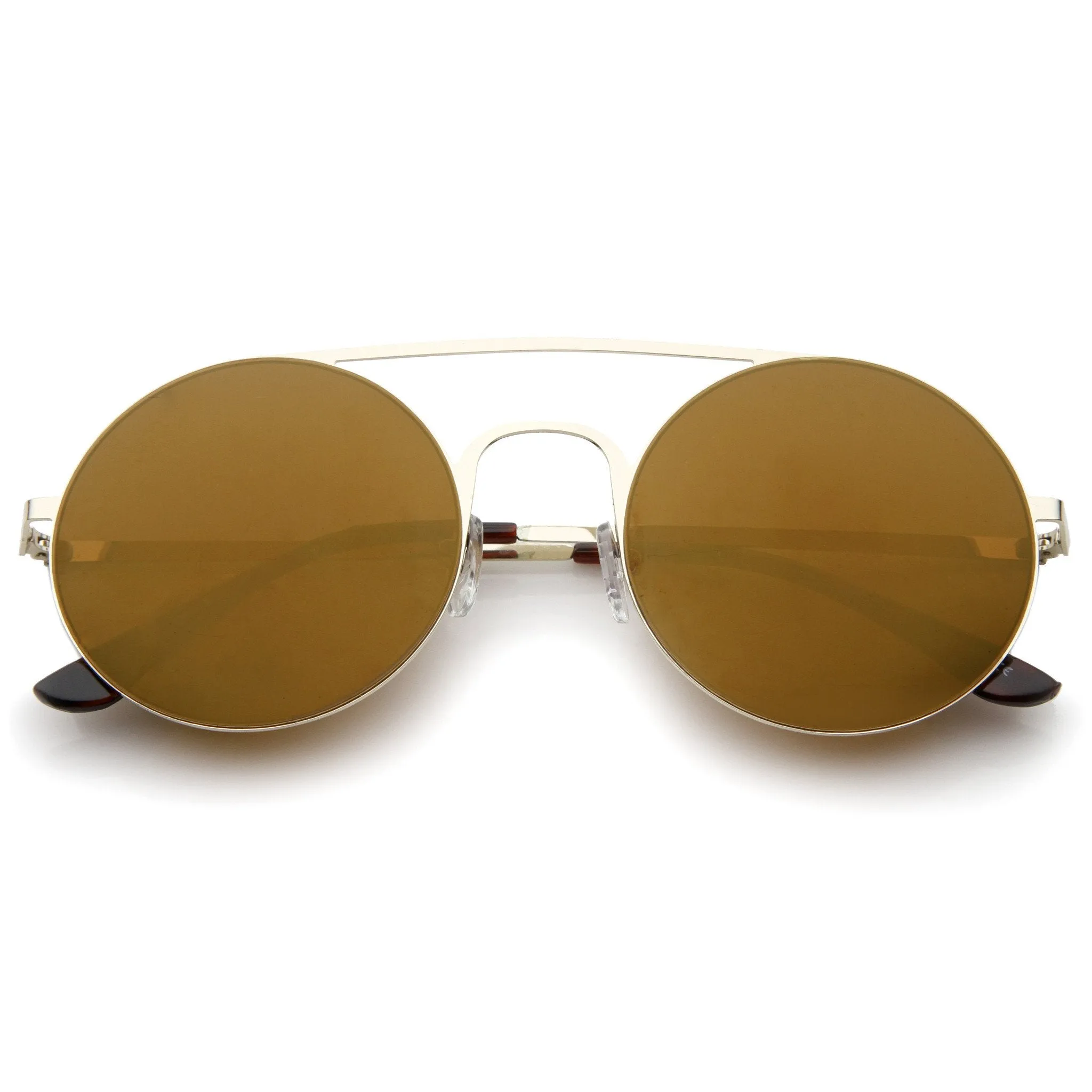 Modern Slim Round Mirrored Flat Lens Sunglasses A505 sold by ZeroUV