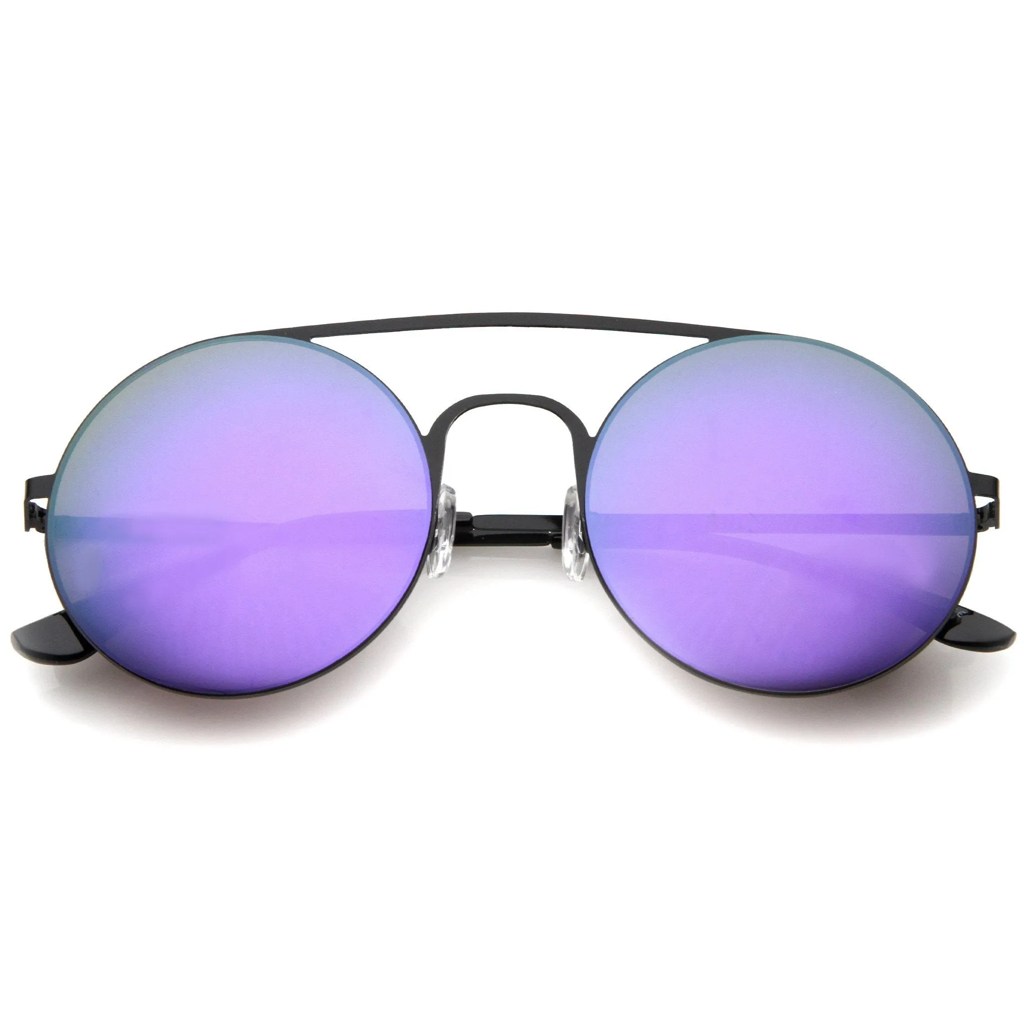 Modern Slim Round Mirrored Flat Lens Sunglasses A505 sold by ZeroUV product image thumbnail 3