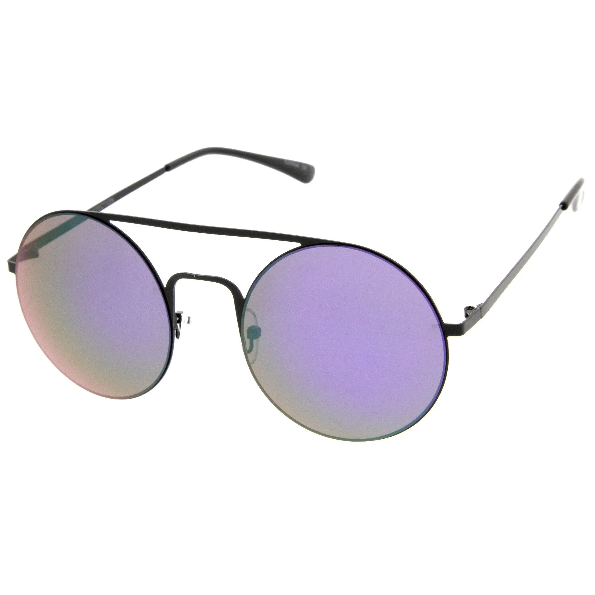 Modern Slim Round Mirrored Flat Lens Sunglasses A505 sold by ZeroUV product image thumbnail 4