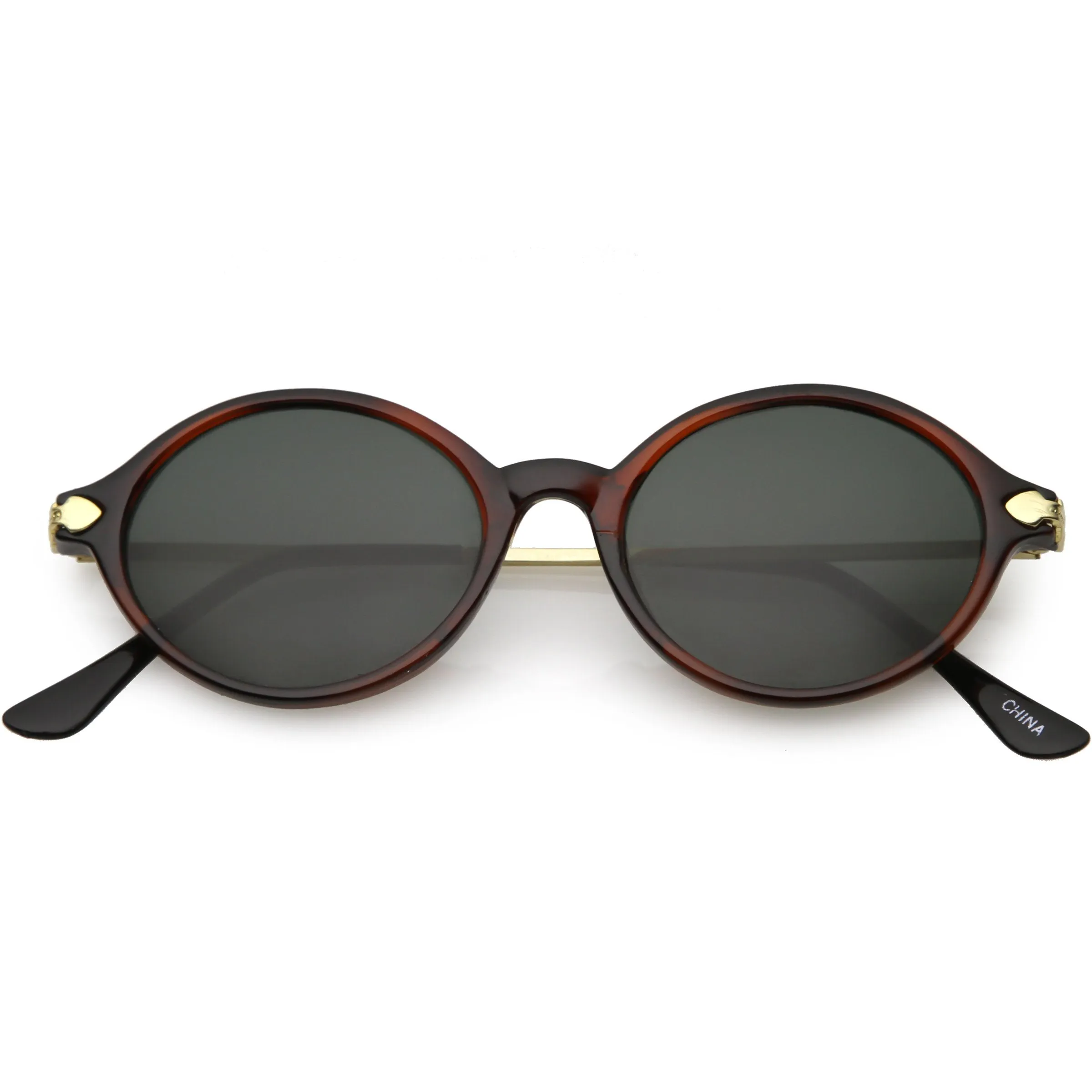 Small European True Vintage Oval Indie Dapper Sunglasses C646 sold by ZeroUV