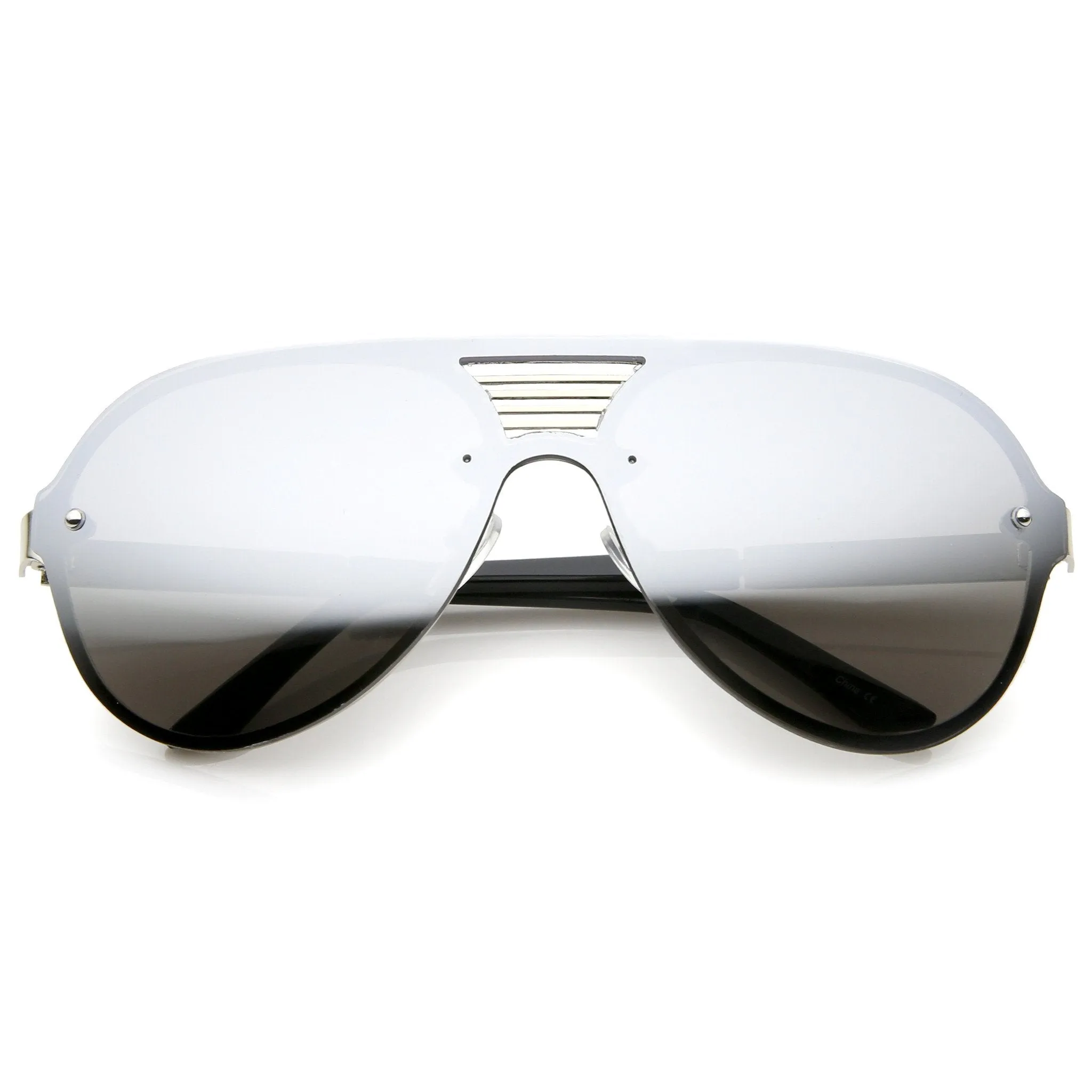 Rimless Shield Mirrored Disco Aviator Sunglasses A448 sold by ZeroUV product image thumbnail 5