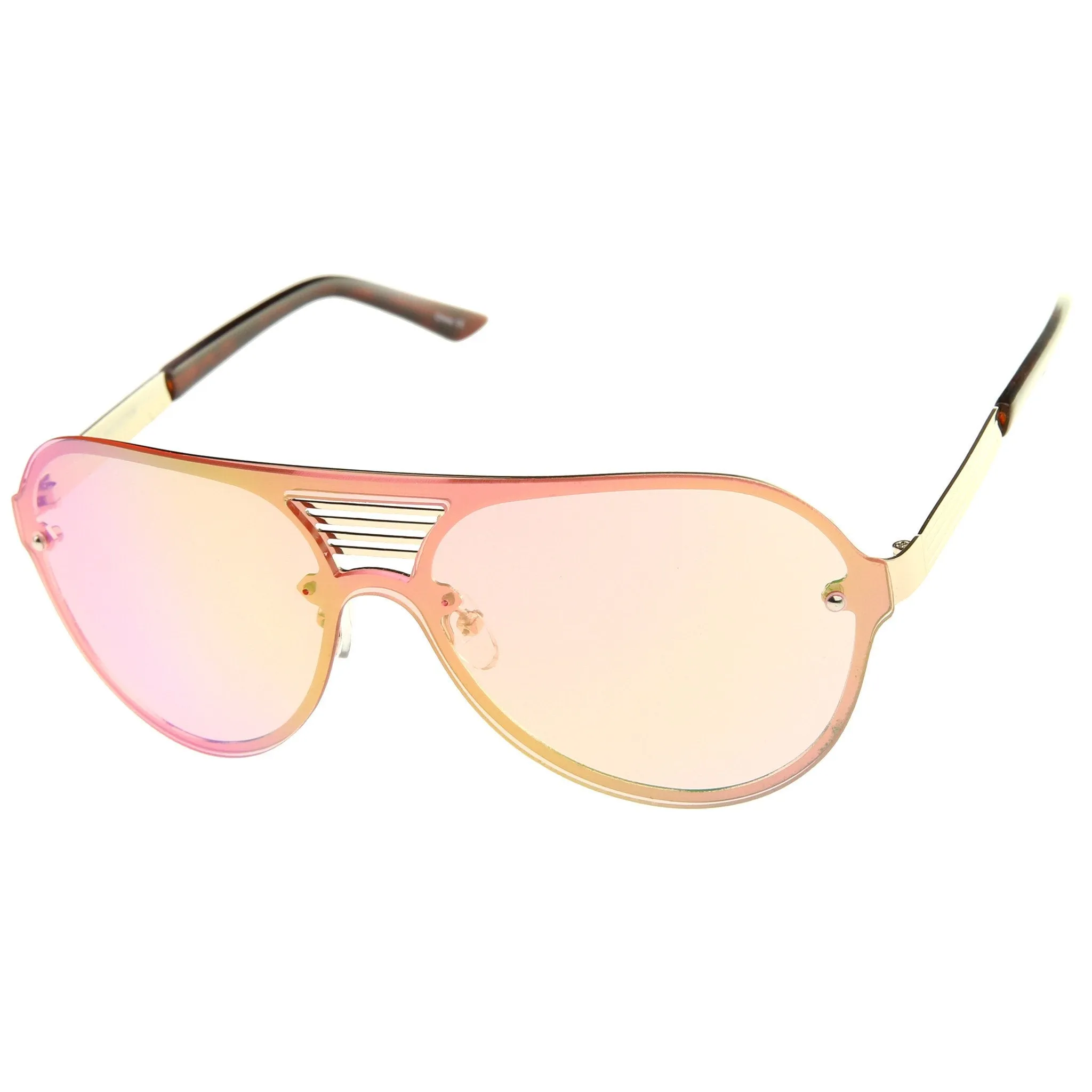 Rimless Shield Mirrored Disco Aviator Sunglasses A448 sold by ZeroUV product image thumbnail 2