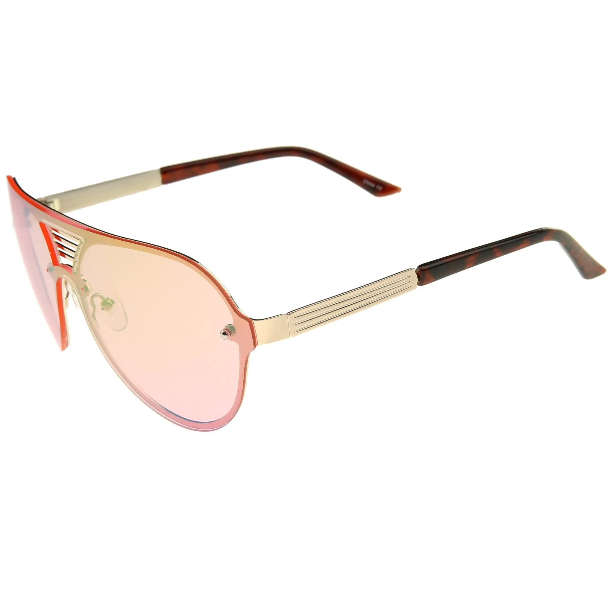 Rimless Shield Mirrored Disco Aviator Sunglasses A448 sold by ZeroUV product image thumbnail 3