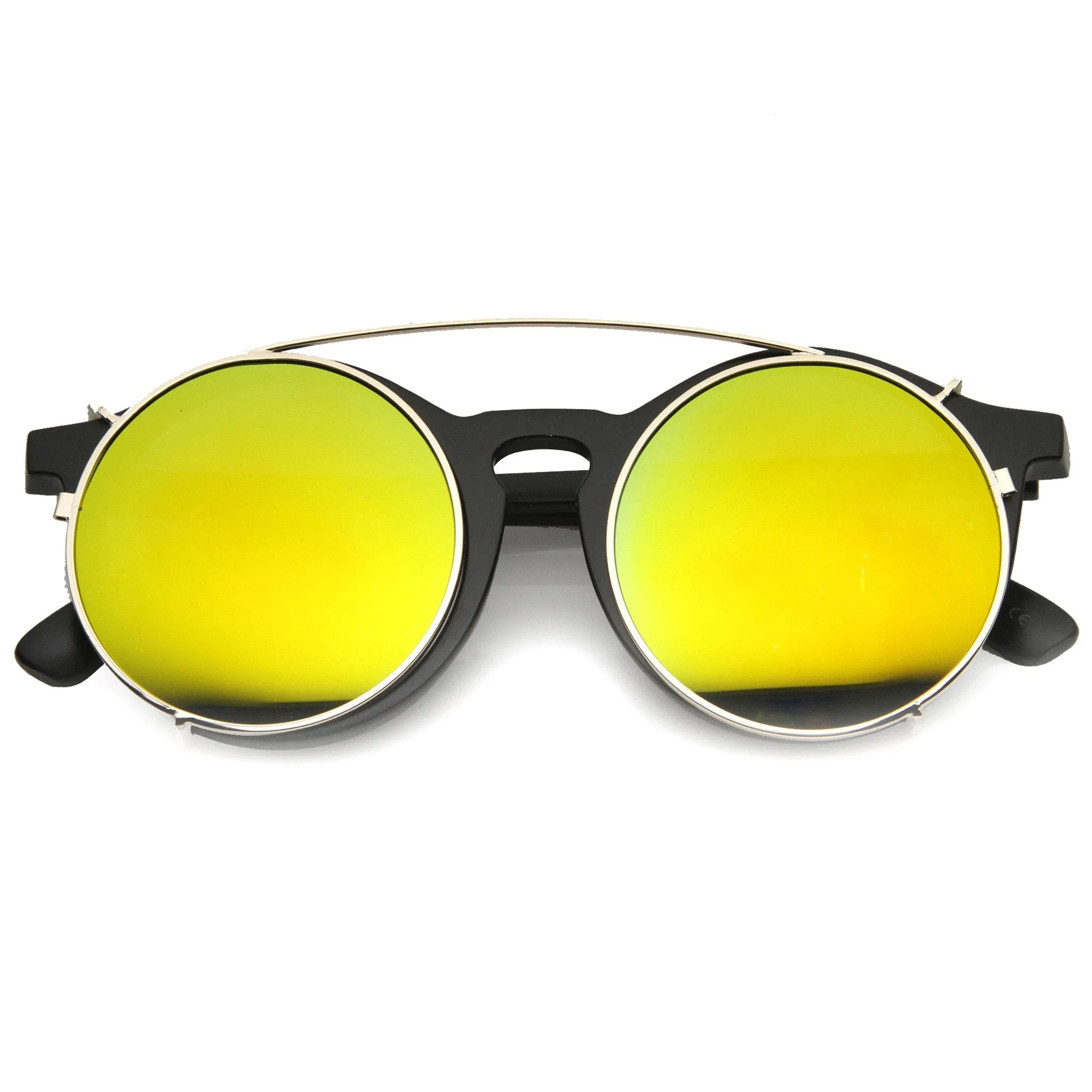Oversize Round Flash Mirrored Clip On Lens Sunglasses 9793 sold by ZeroUV product image thumbnail 5