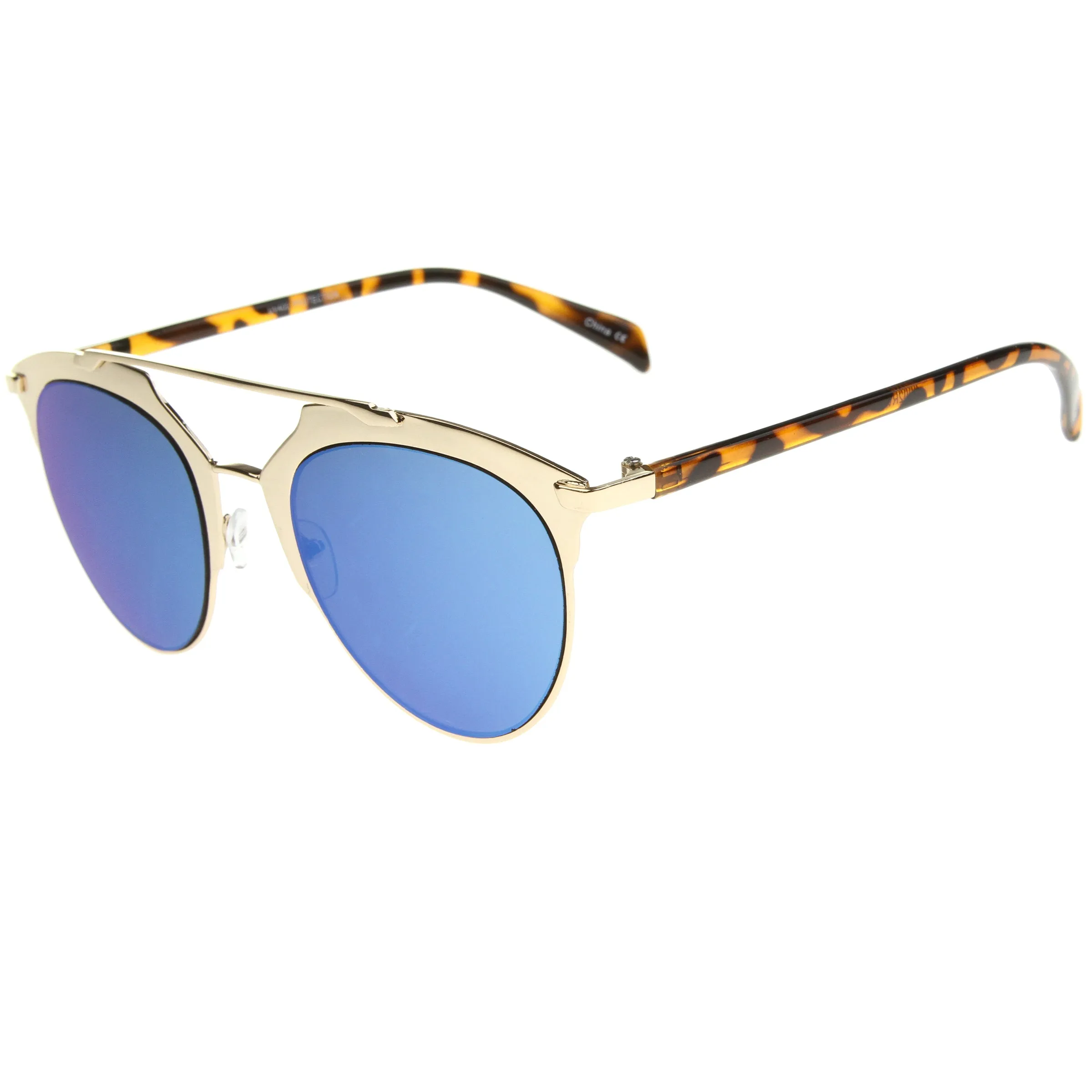 Modern Metallic Frame Mirrored Lens Pantos Aviator Sunglasses A317 sold by ZeroUV product image thumbnail 3