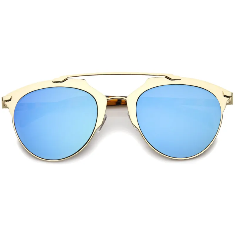 Modern Metallic Frame Mirrored Lens Pantos Aviator Sunglasses A317 sold by ZeroUV
