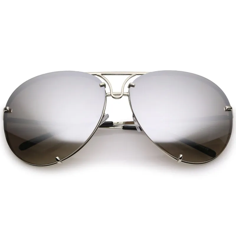 Retro Oversized Floating Mirrored Lens Aviator Sunglasses C081 sold by ZeroUV