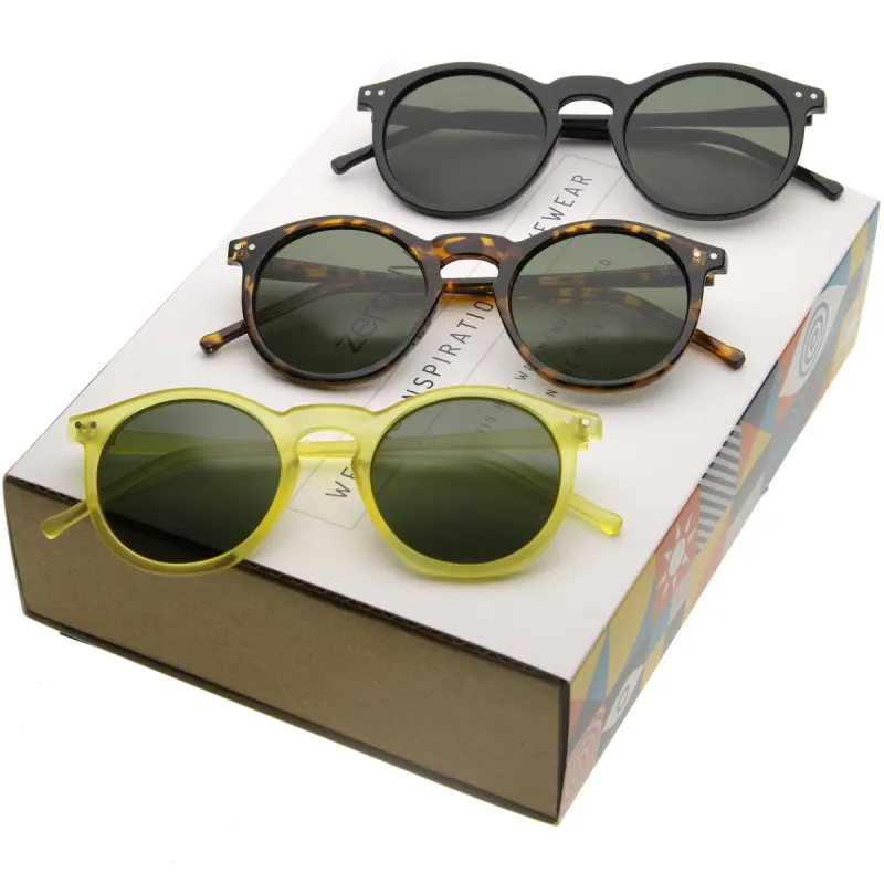 Retro Dapper P3 Round Horned Rim Sunglasses A988 [Promo Box] sold by ZeroUV