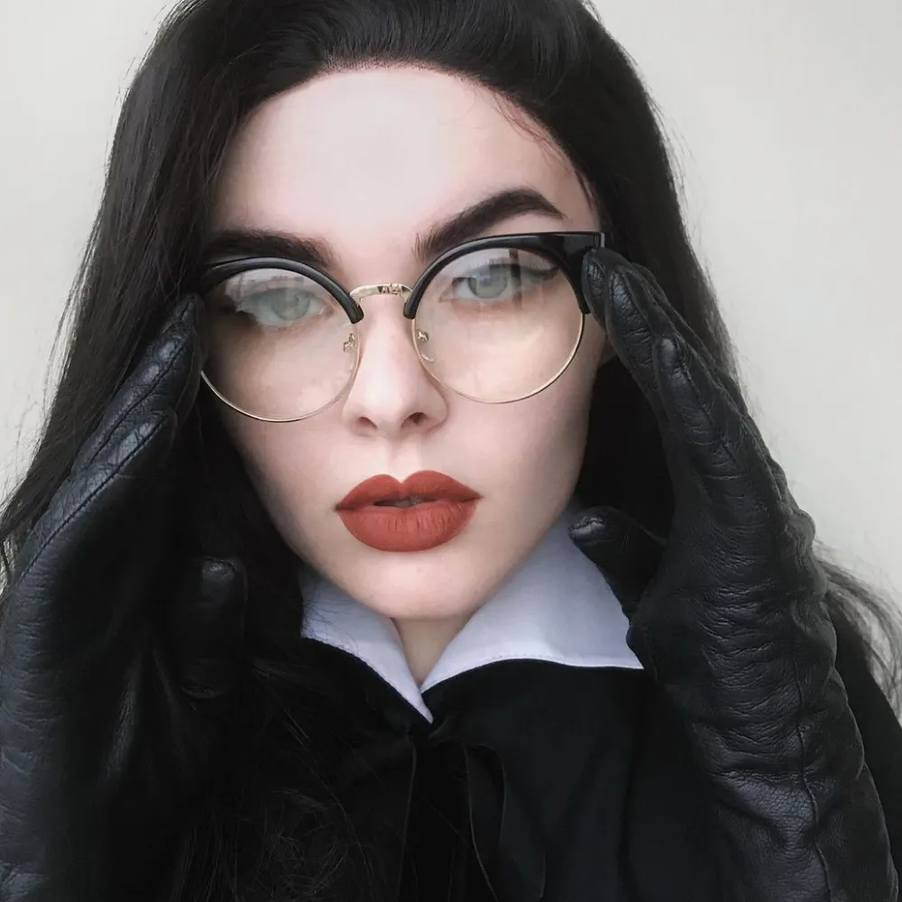 Indie Hipster Round Cat Eye Clear Lens Half Frame Glasses 9351 sold by ZeroUV product image thumbnail 2