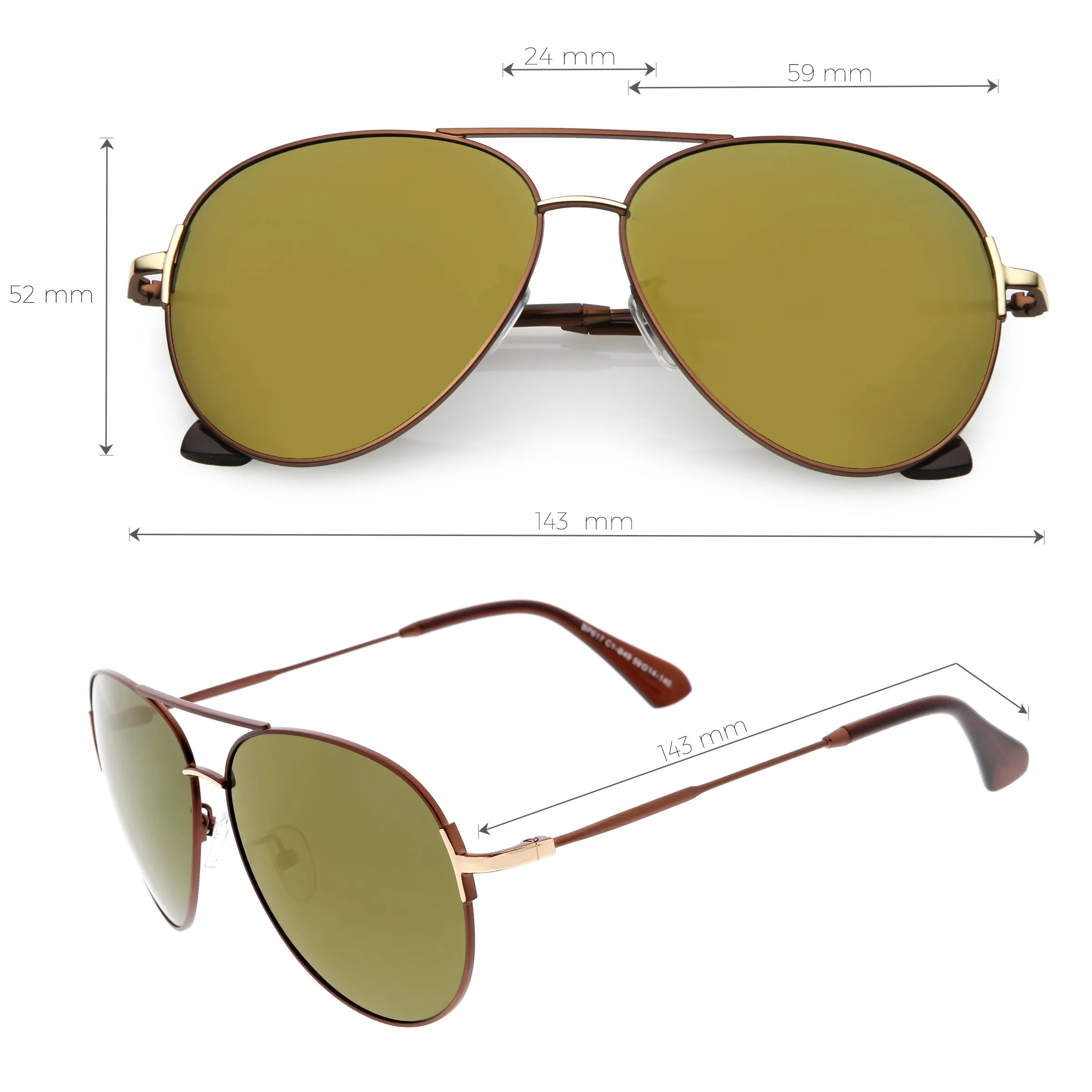 Oversize Metal Arms Polarized Lens Aviator Sunglasses C886 sold by ZeroUV product image thumbnail 2