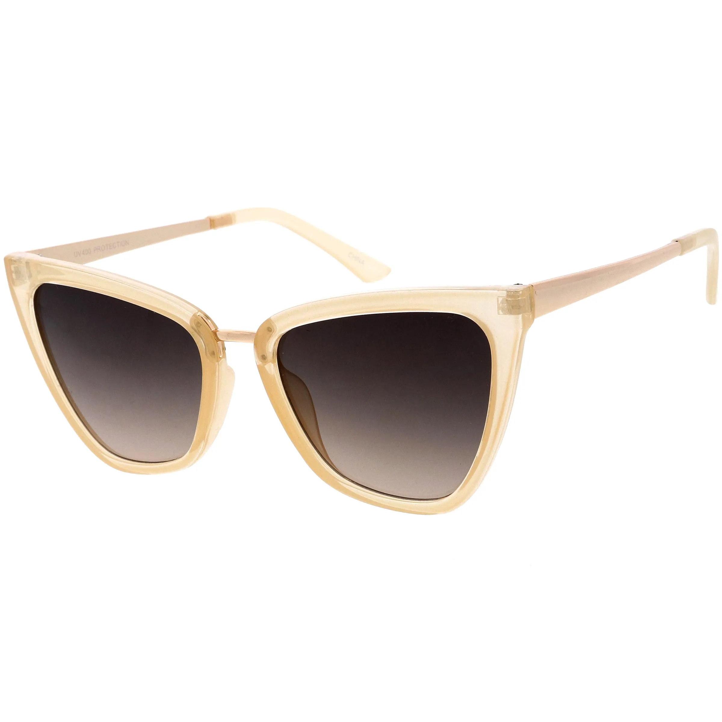 Oversize Two-Tone Metal Nose Bridge Accent Cat Eye Sunglasses D001 sold by ZeroUV product image thumbnail 2