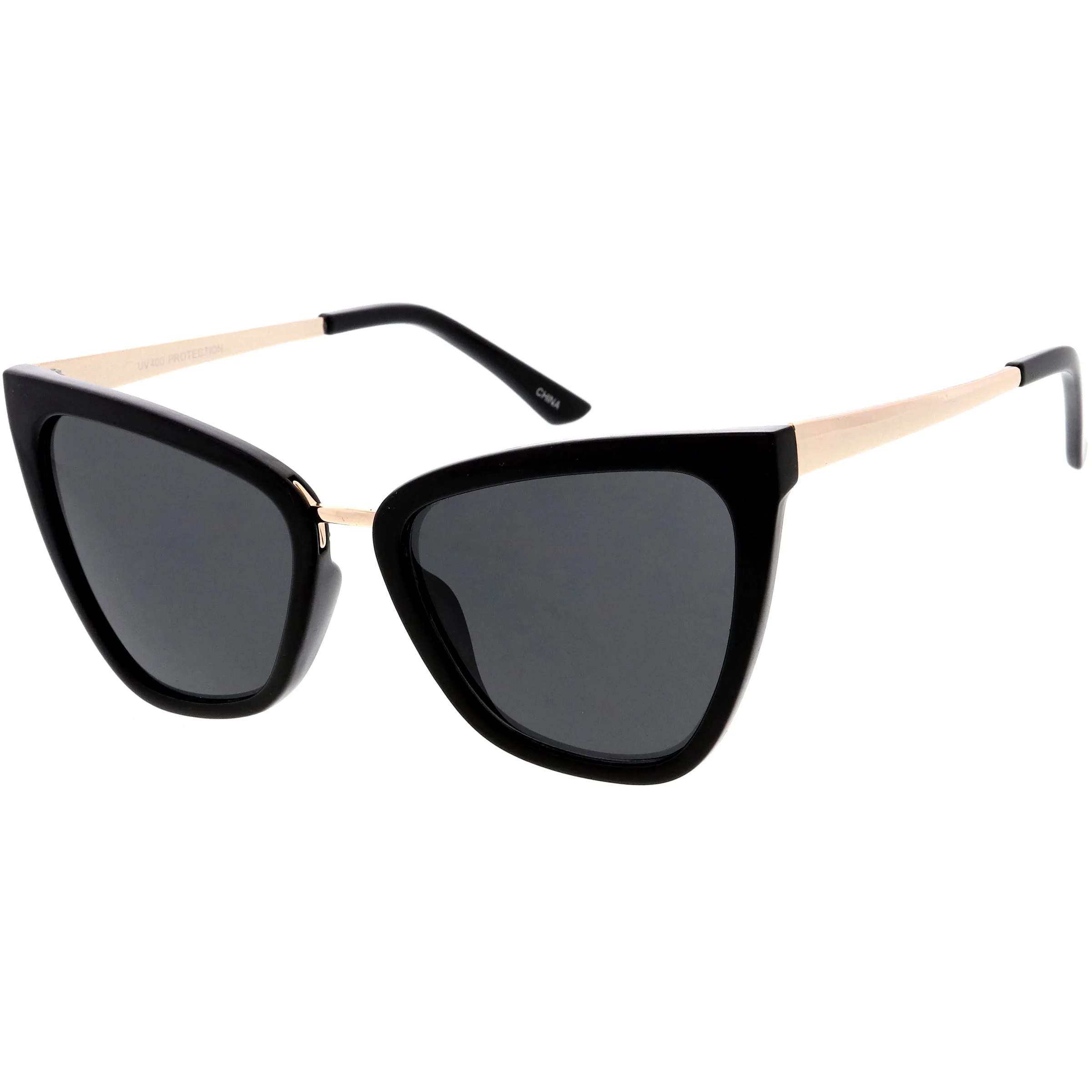 Oversize Two-Tone Metal Nose Bridge Accent Cat Eye Sunglasses D001 sold by ZeroUV product image thumbnail 5