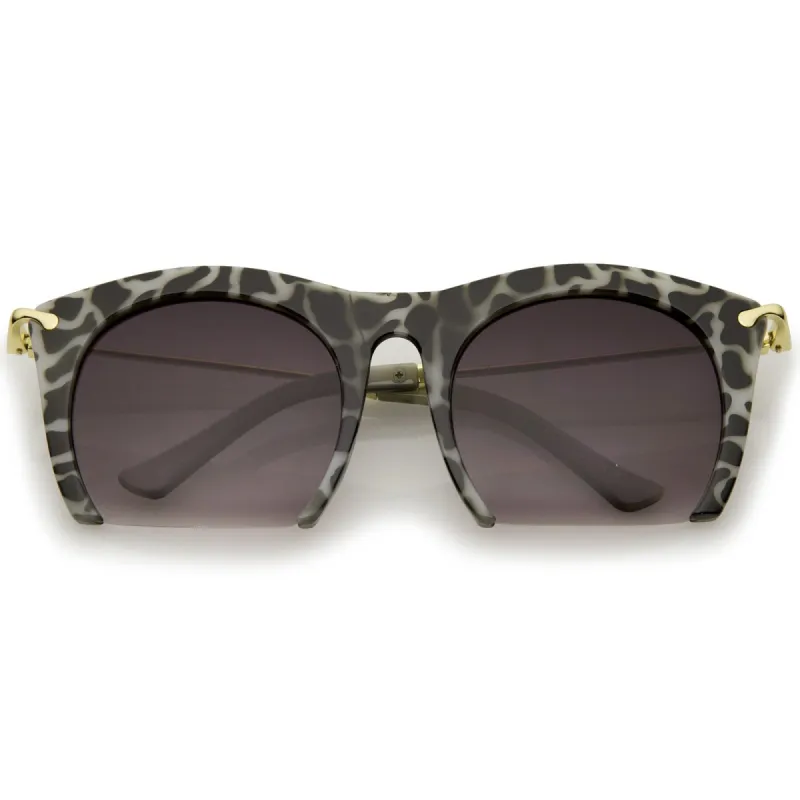Trendy Women's Fashion Half Frame Cat Eye Sunglasses 9651 sold by ZeroUV