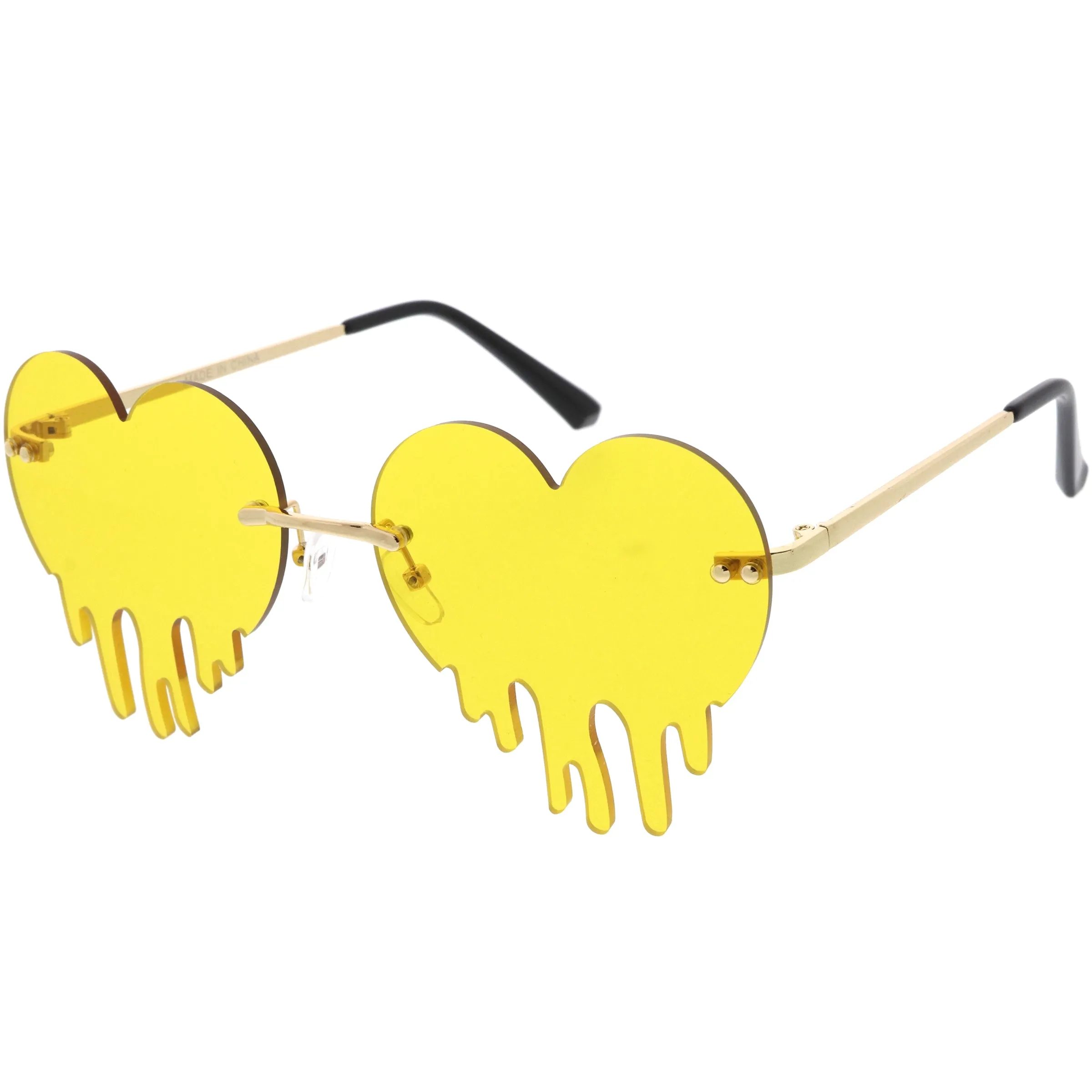 Cute Rimless Love Bleeding Heart Shaped Dripping Effect Tinted Lens Heart Sunglasses D078 sold by ZeroUV product image thumbnail 2