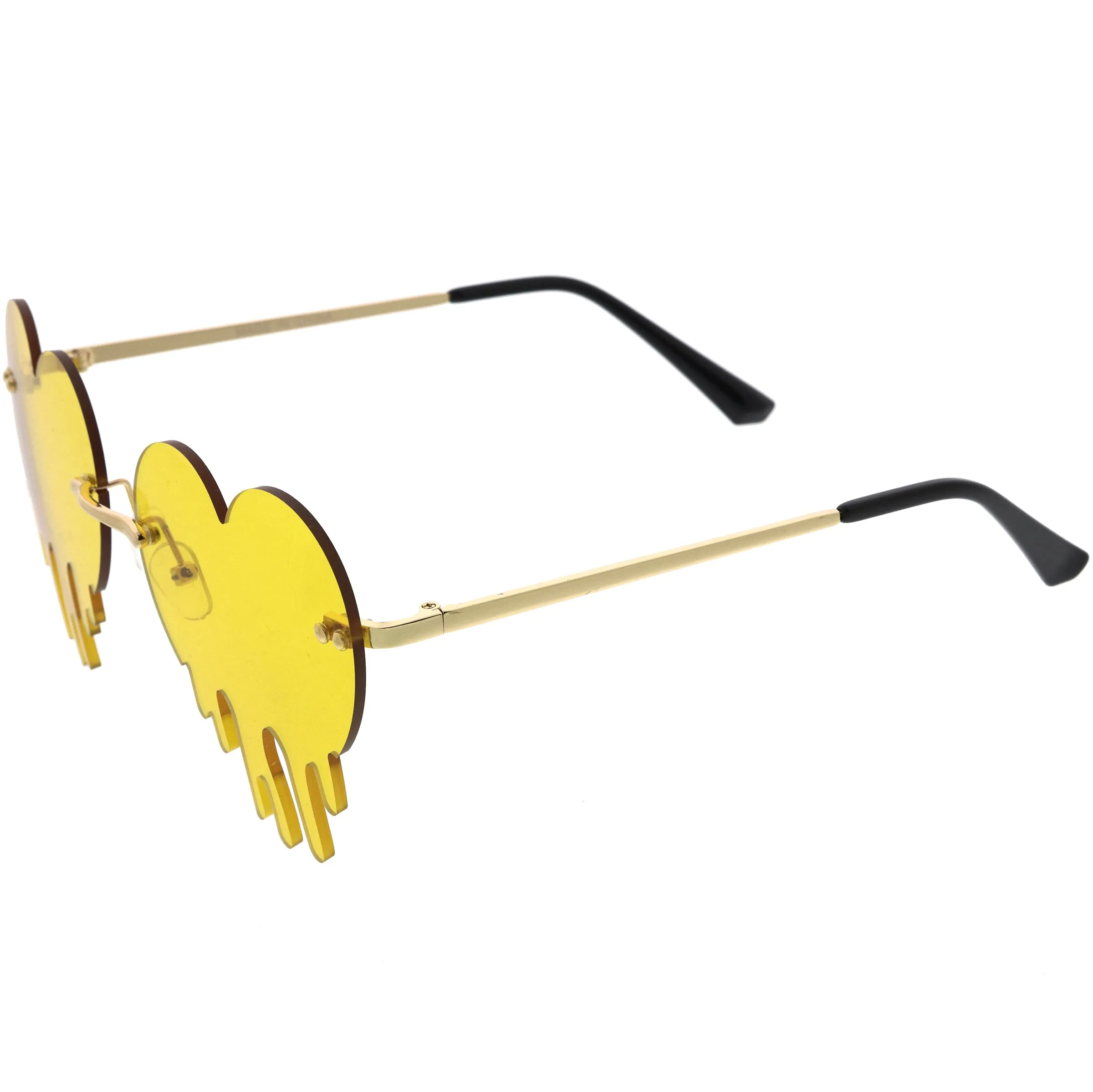 Cute Rimless Love Bleeding Heart Shaped Dripping Effect Tinted Lens Heart Sunglasses D078 sold by ZeroUV product image thumbnail 3