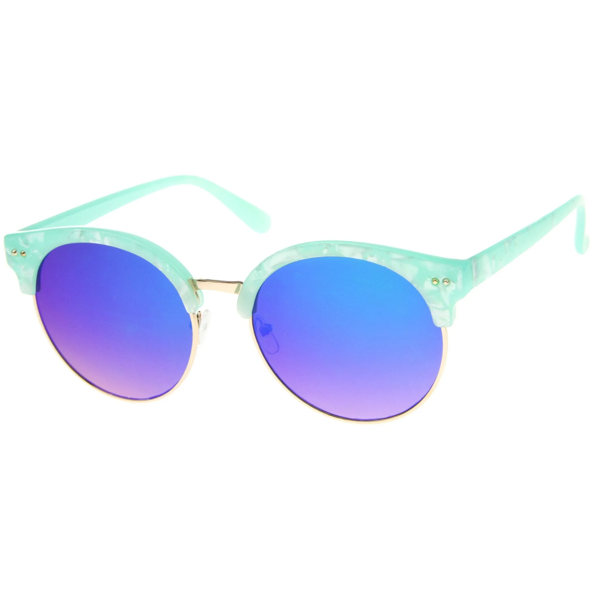 Oversize Half Frame Marble Moon Cut Mirror Lens Sunglasses A244 sold by ZeroUV product image thumbnail 5