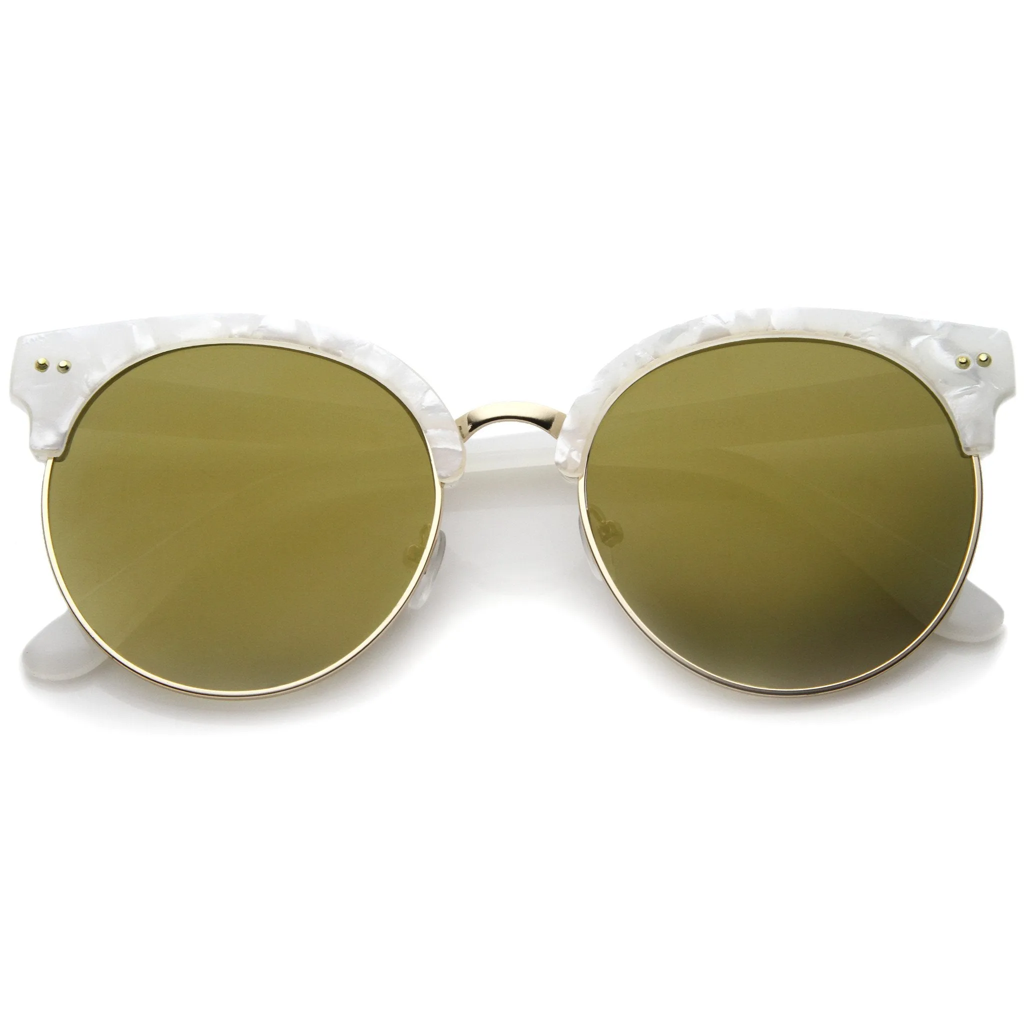 Oversize Half Frame Marble Moon Cut Mirror Lens Sunglasses A244 sold by ZeroUV