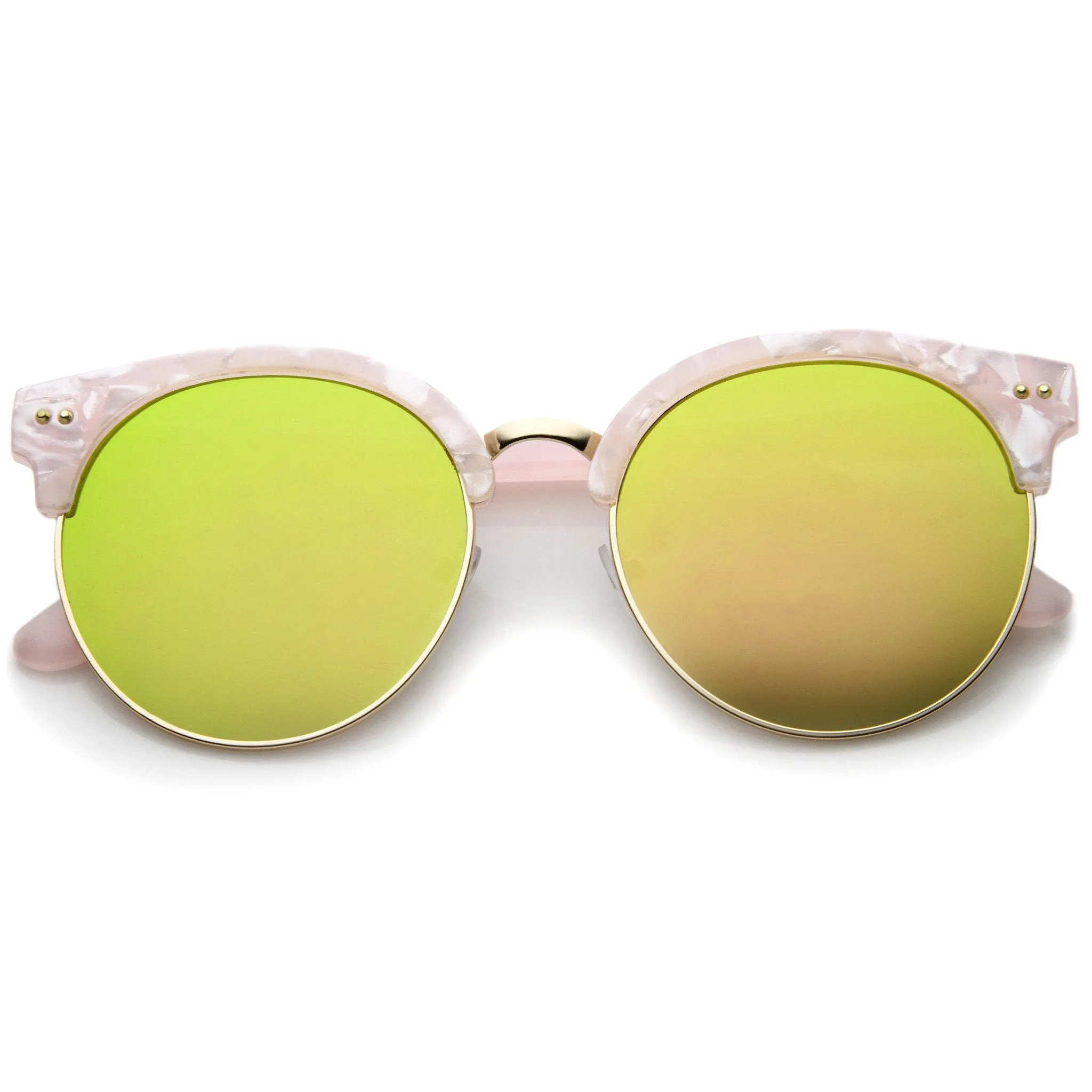 Oversize Half Frame Marble Moon Cut Mirror Lens Sunglasses A244 sold by ZeroUV product image thumbnail 3