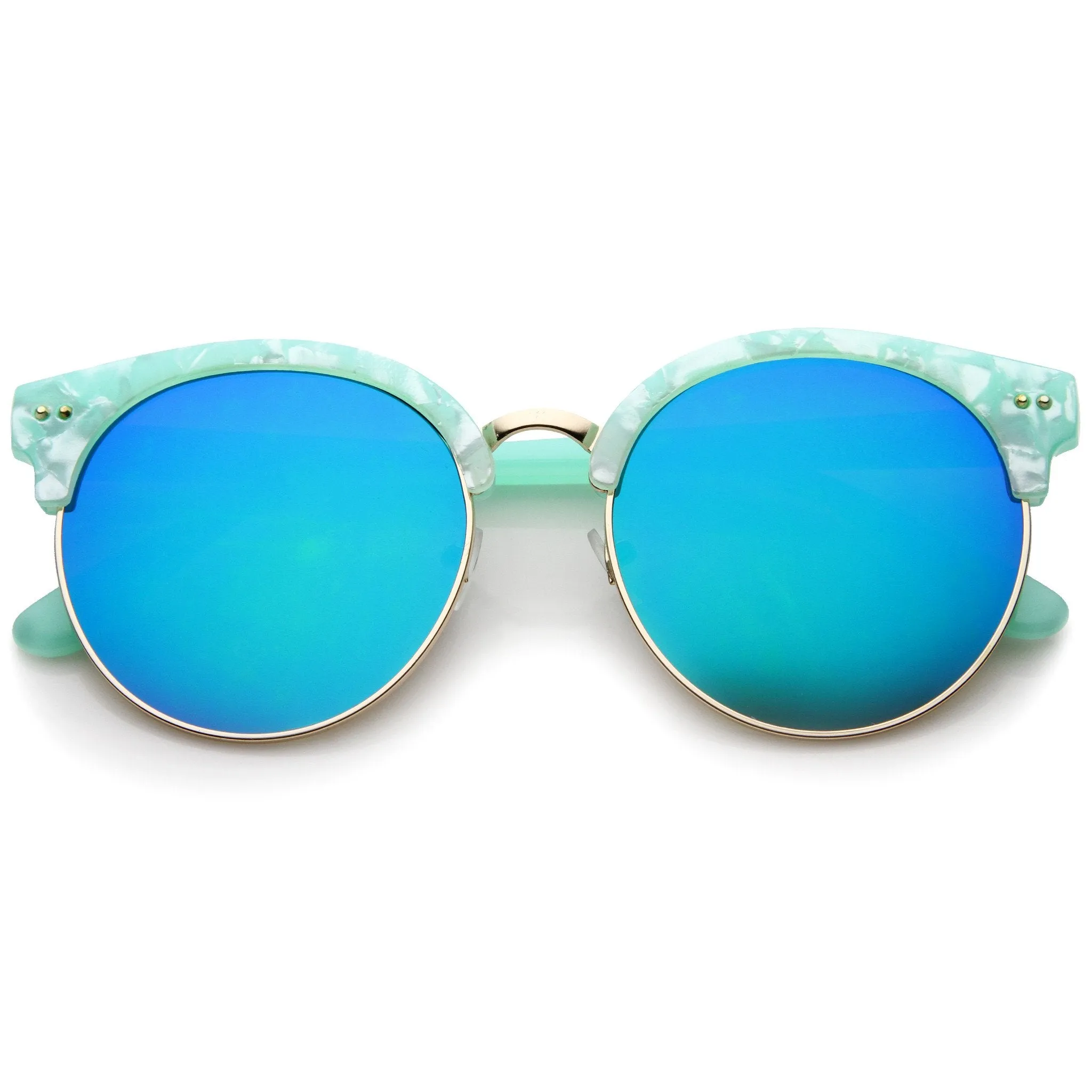 Oversize Half Frame Marble Moon Cut Mirror Lens Sunglasses A244 sold by ZeroUV product image thumbnail 4