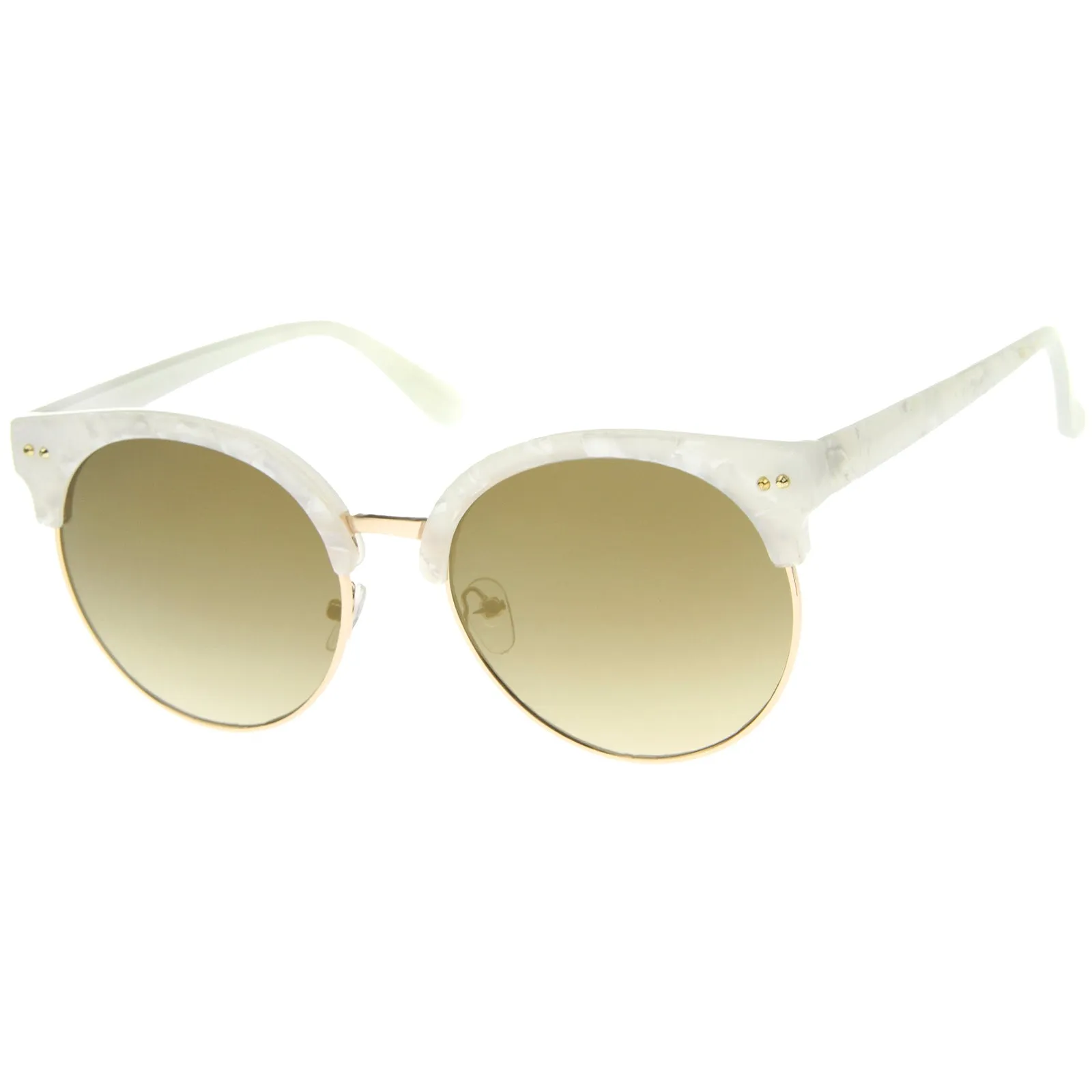 Oversize Half Frame Marble Moon Cut Mirror Lens Sunglasses A244 sold by ZeroUV product image thumbnail 2