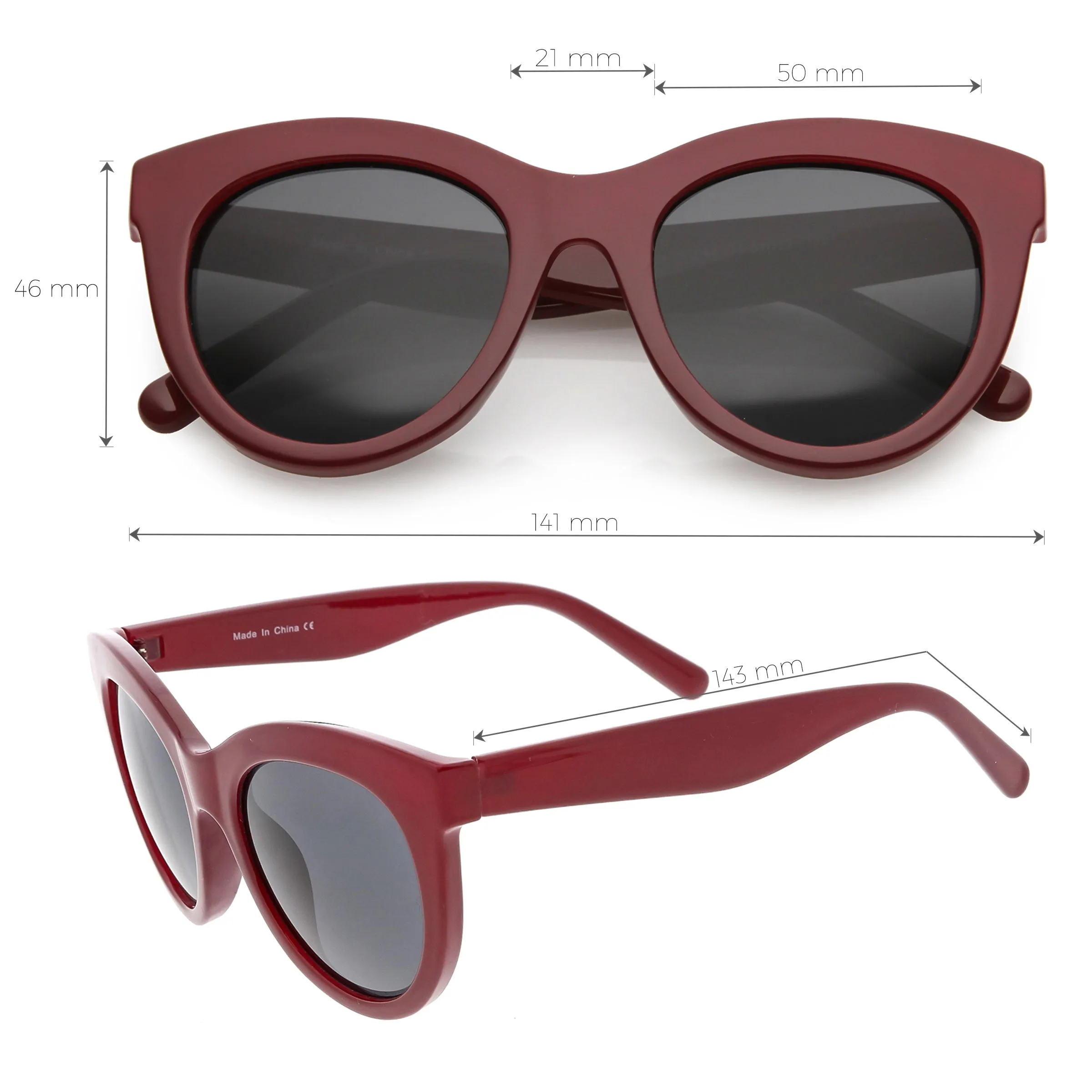 Women's Oversize Horned Rim Cat Eye Color Tone Sunglasses C837 sold by ZeroUV product image thumbnail 2
