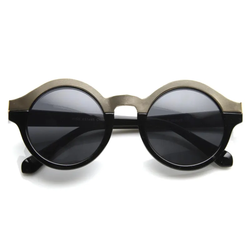 Women's Designer Two Tone Round Sunglasses 8606 sold by ZeroUV