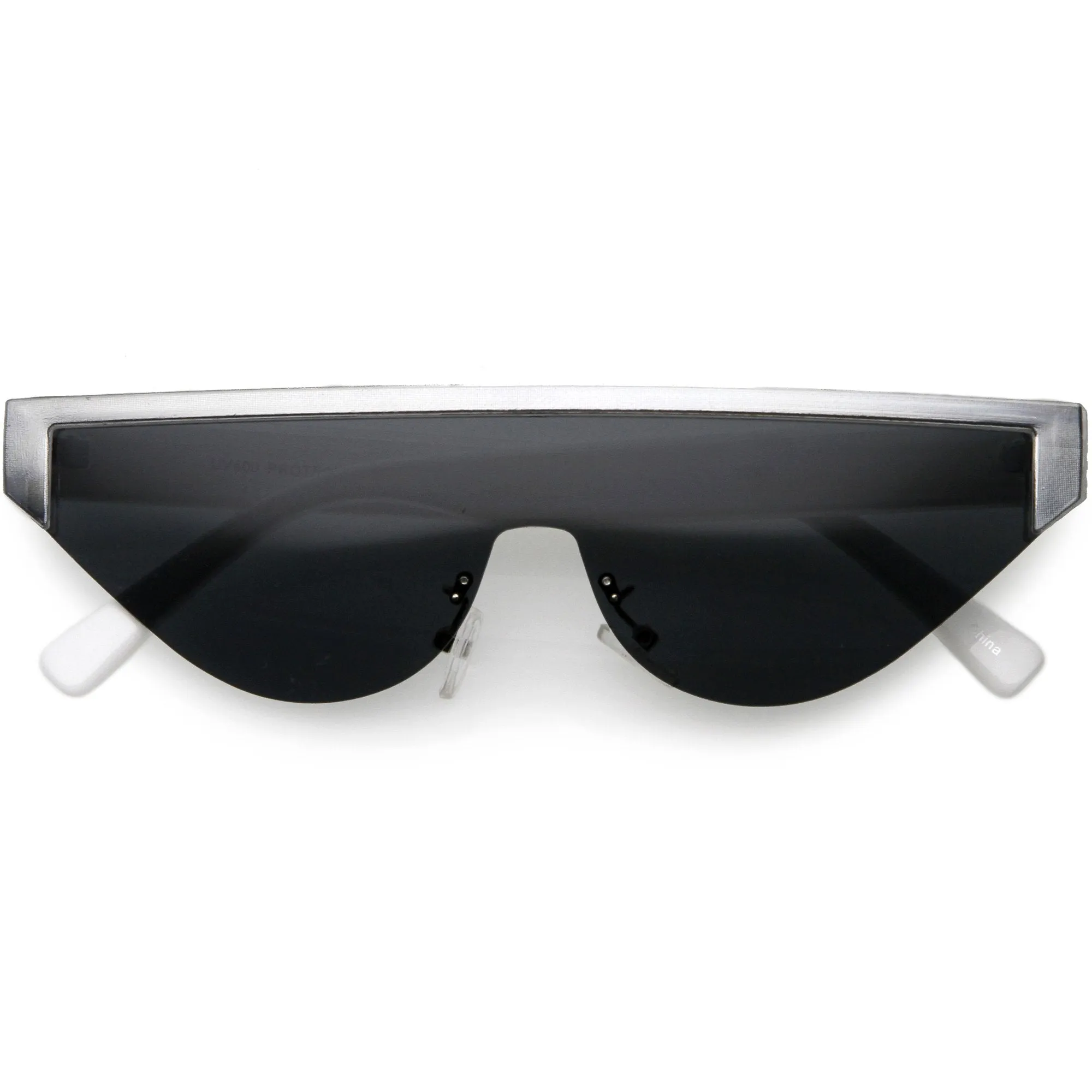 Bold Color Trim Flat Top Futuristic Semi Rimless Cat Eye Shield Sunglasses C999 sold by ZeroUV