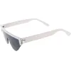 Bold Color Trim Flat Top Futuristic Semi Rimless Cat Eye Shield Sunglasses C999 sold by ZeroUV