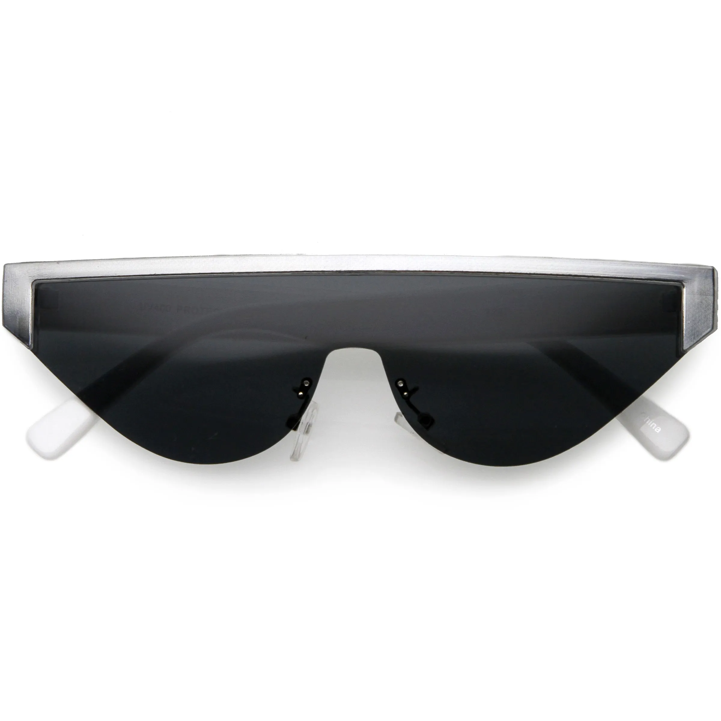 Bold Color Trim Flat Top Futuristic Semi Rimless Cat Eye Shield Sunglasses C999 sold by ZeroUV product image thumbnail 3