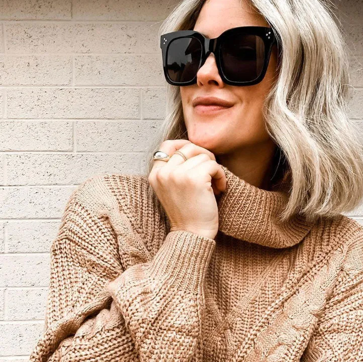 Bold Oversize Square Horned Rim Flat Lens Sunglasses A252 sold by ZeroUV product image thumbnail 2