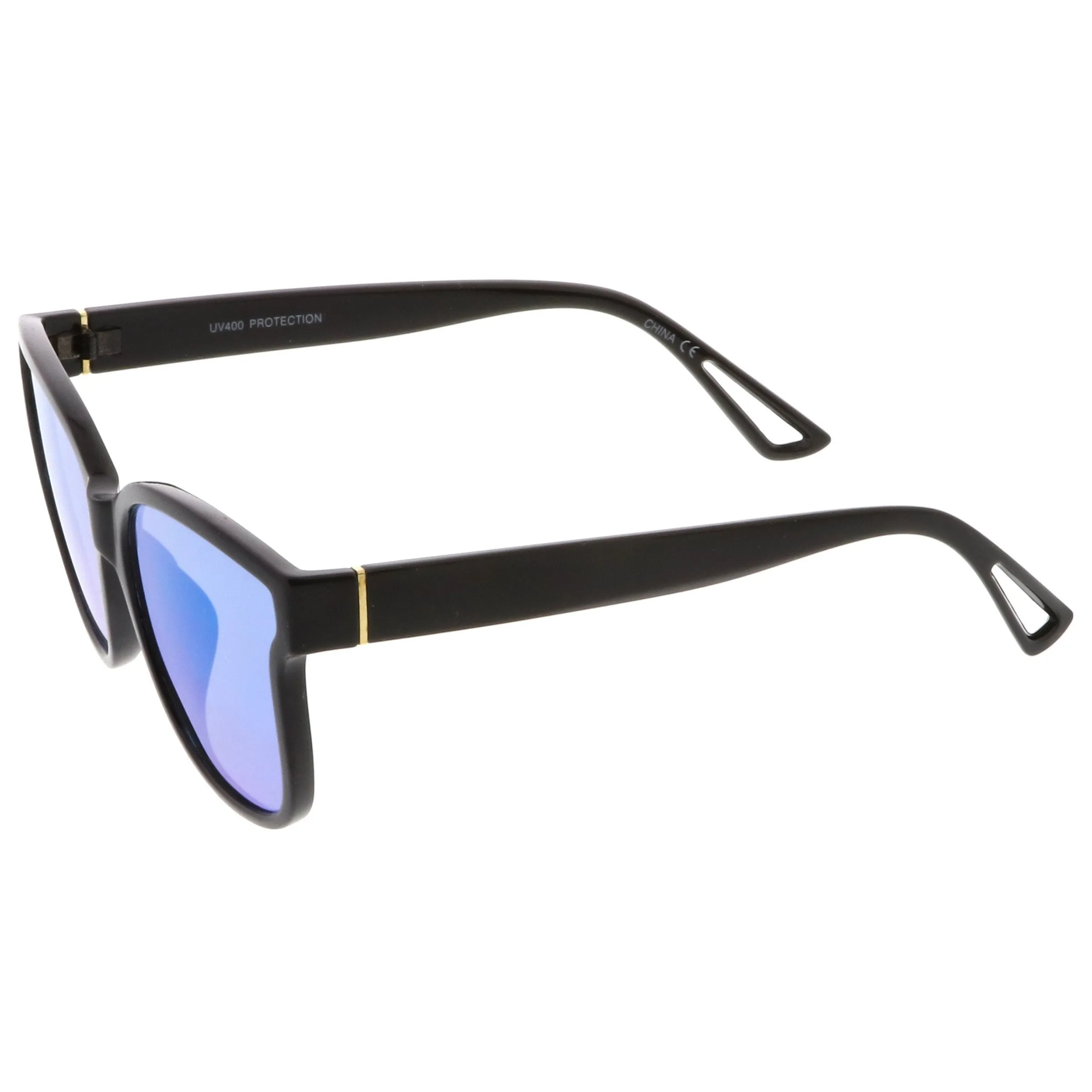 Women's Horned Rim Flat Infinity Mirrored Lens Sunglasses C330 sold by ZeroUV product image thumbnail 3