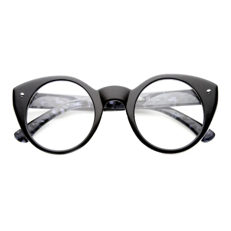 Cute Retro Animal Print Round Cat Eye Clear Lens Glasses 9647 sold by ZeroUV