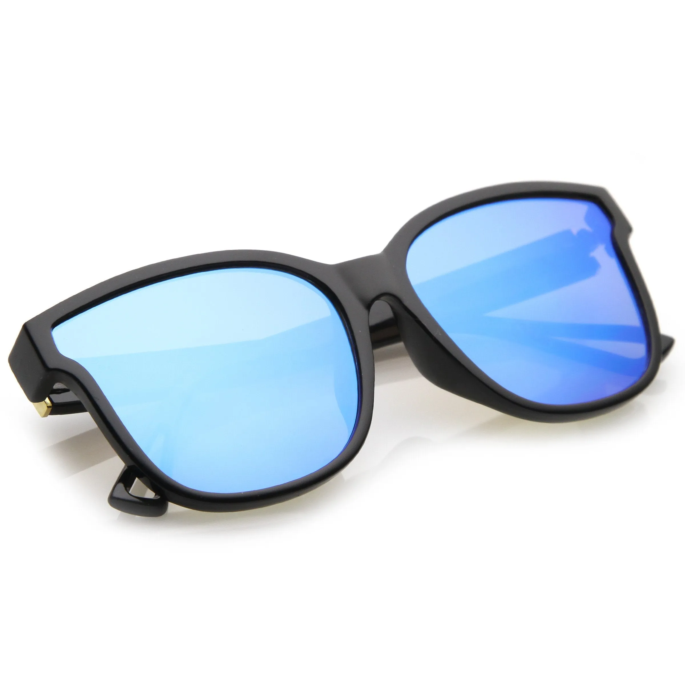 Women's Horned Rim Flat Infinity Mirrored Lens Sunglasses C330 sold by ZeroUV product image thumbnail 4