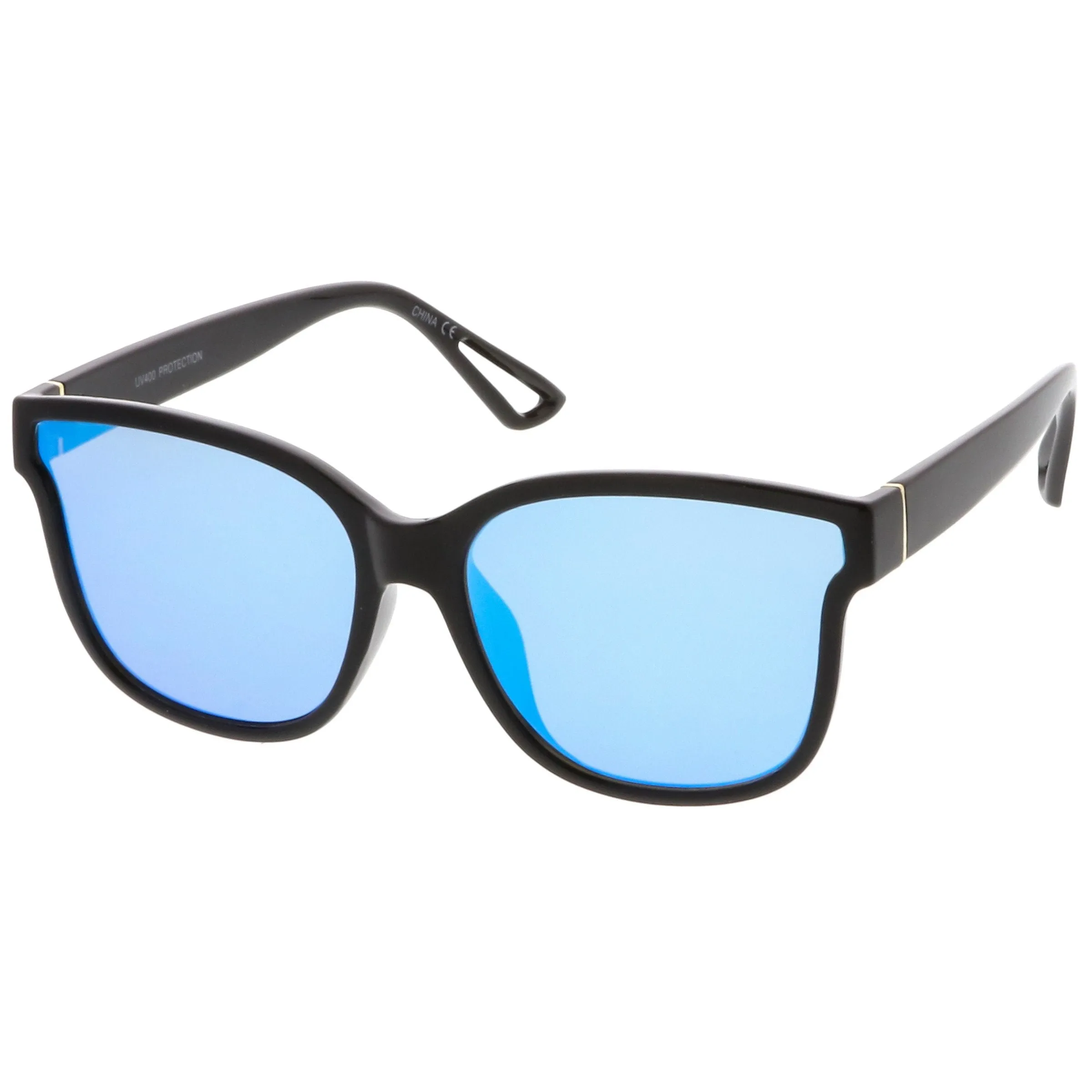 Women's Horned Rim Flat Infinity Mirrored Lens Sunglasses C330 sold by ZeroUV product image thumbnail 2