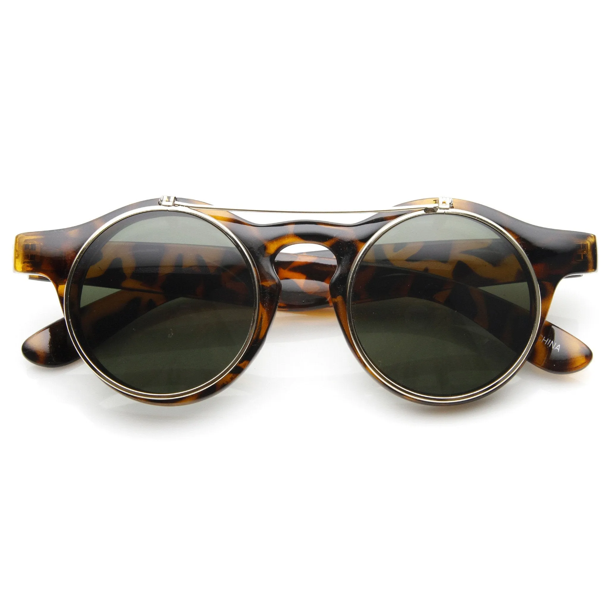 Vintage Steampunk Clear Lens Flip Up Round Sunglasses 8822 sold by ZeroUV